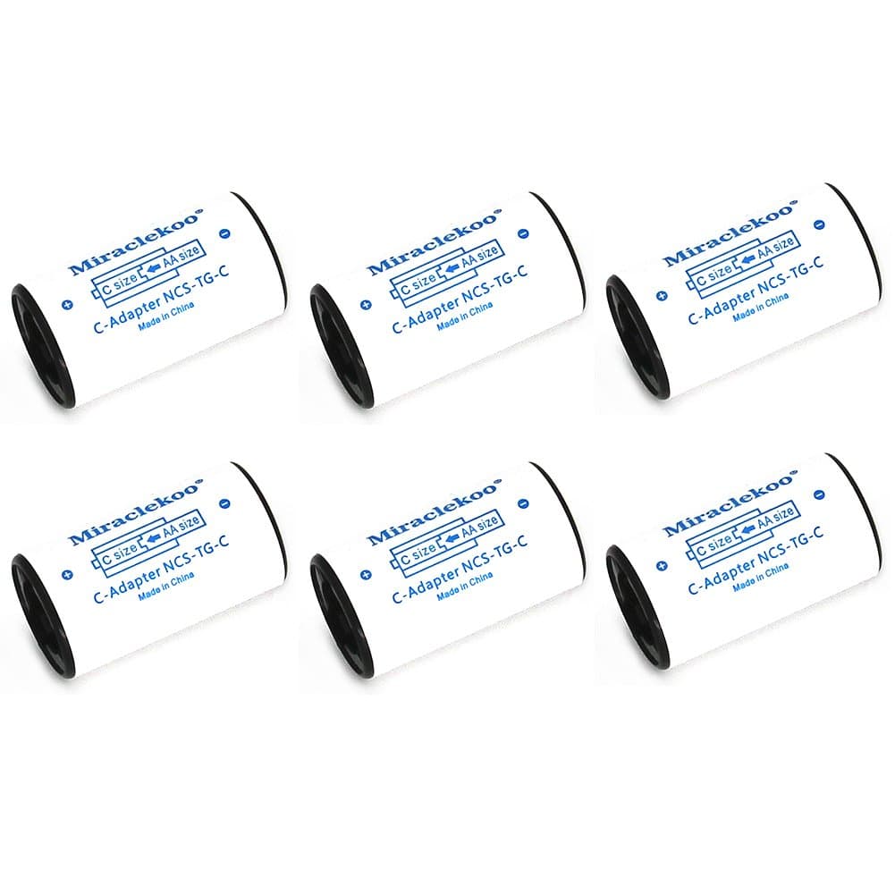 C Size Battery Spacers for Sanyo Eneloop or Other AA Batteries, AA to C Size Battery Adapter C Battery Converter,6 Pack