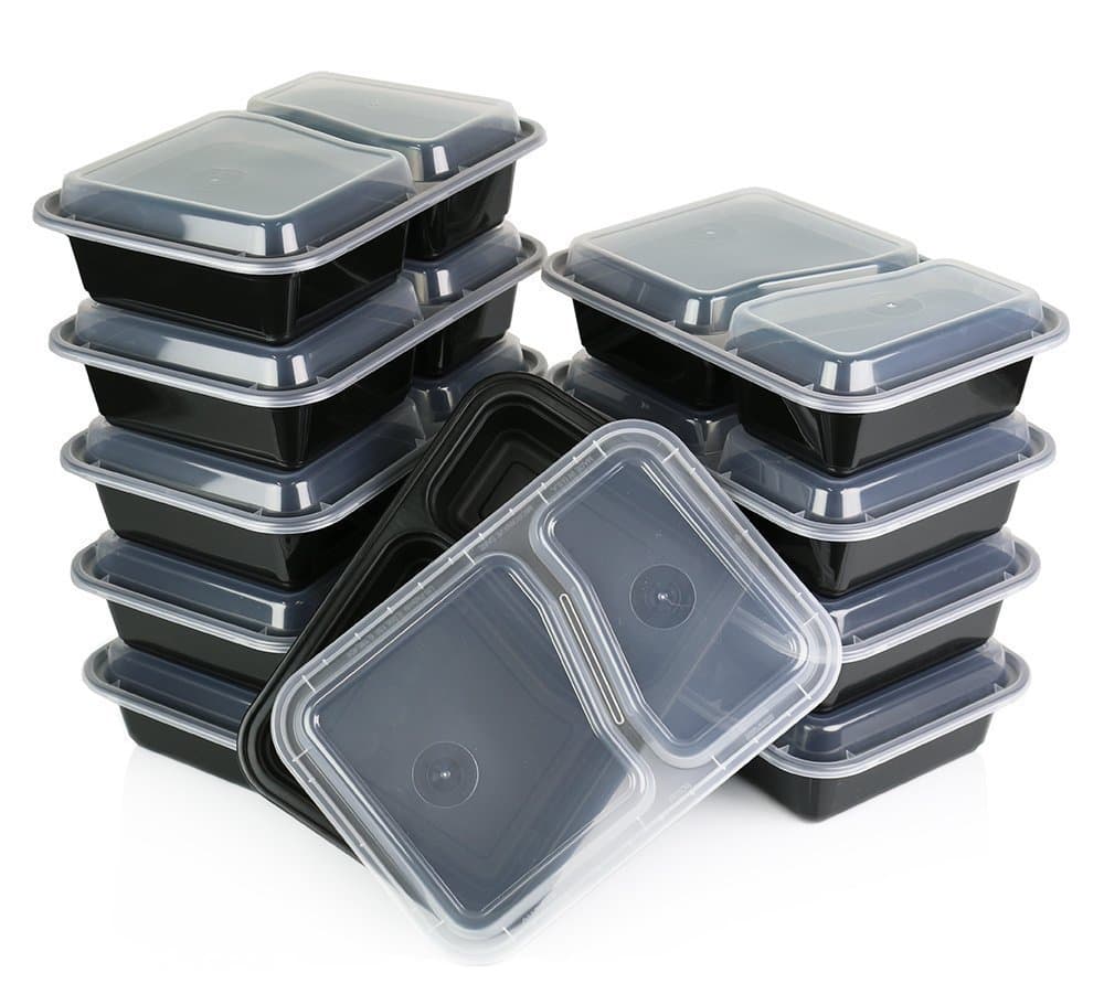 Heim Concept 10 Pack 2 Compartment Meal Prep Container Food Storage BPA FREE - Bento Box w/ Airtight Lids [10 Day Supply]ƒ