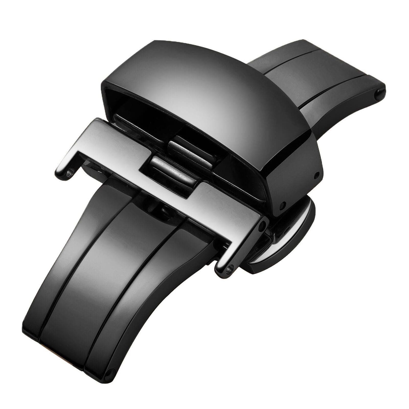 Replacment Stainless Steel Push Button Buckle Deployment Butterfly Clasp for Leather Watch Bands Straps in Gold, Rose Gold, Silver, Black (12mm,14mm,16mm,18mm,20mm,22mm)