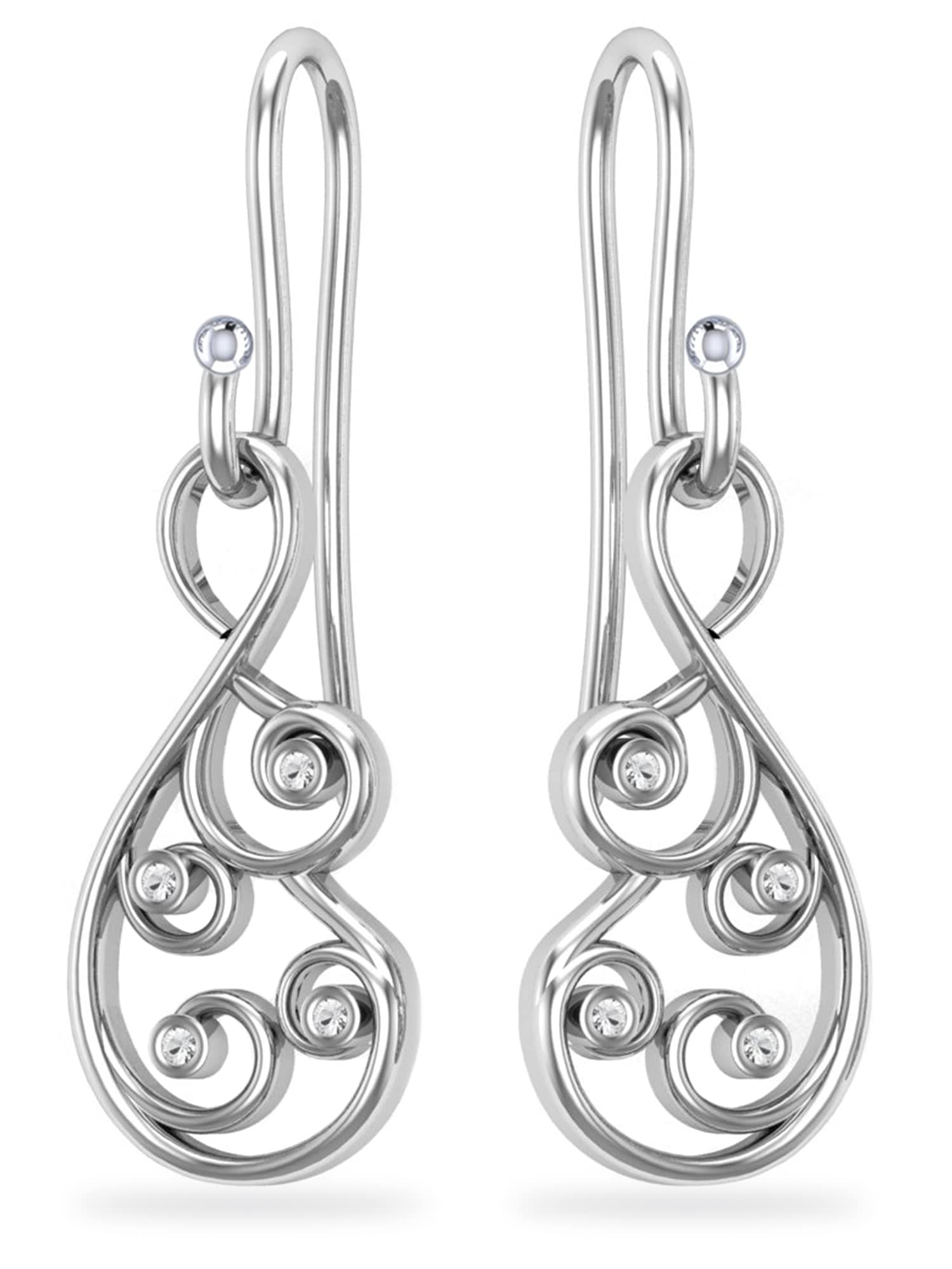KUNUZ Cubic Studded 925 Sterling Silver Drop Earrings