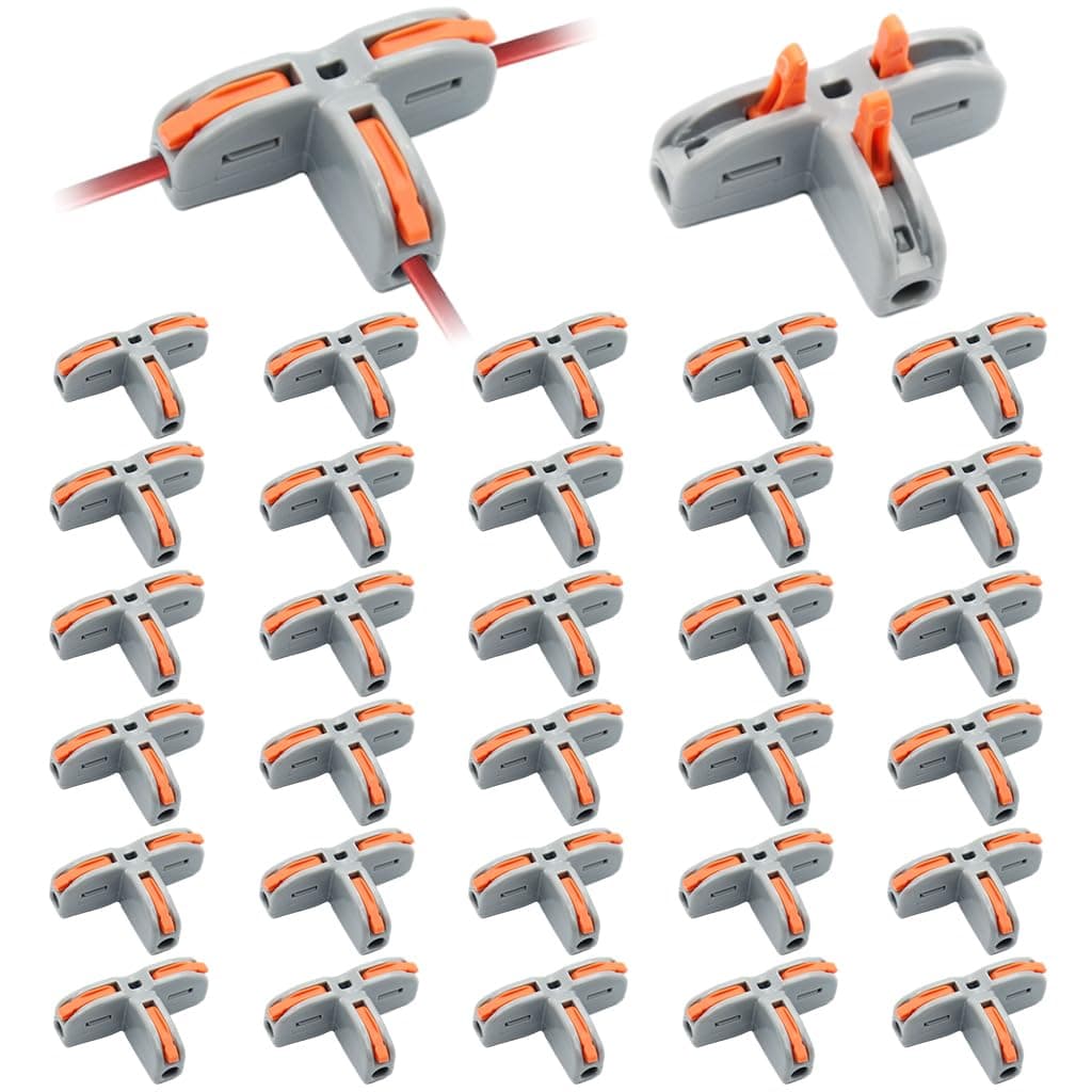 30Pcs T-Shape 3 Way Wire Conductor