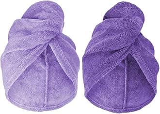 Turbie Twist 2-Pack Microfiber Hair Towel for Beauty, Travel, Gifting - Hair Wrap Turban for Straight, Wavy & Curly Hair - Premium Personal Care - Dark Purple & Light Purple