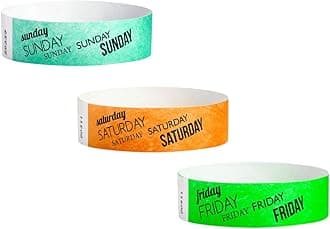 WristCo Weekend Variety Pack 3/4 Inch Friday Saturday Sunday 1500 Count Paper Wristbands for Events
