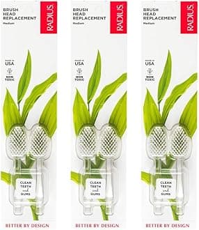 RADIUS Replacement Heads Medium, Clear, 2 Count, (Pack of 3)