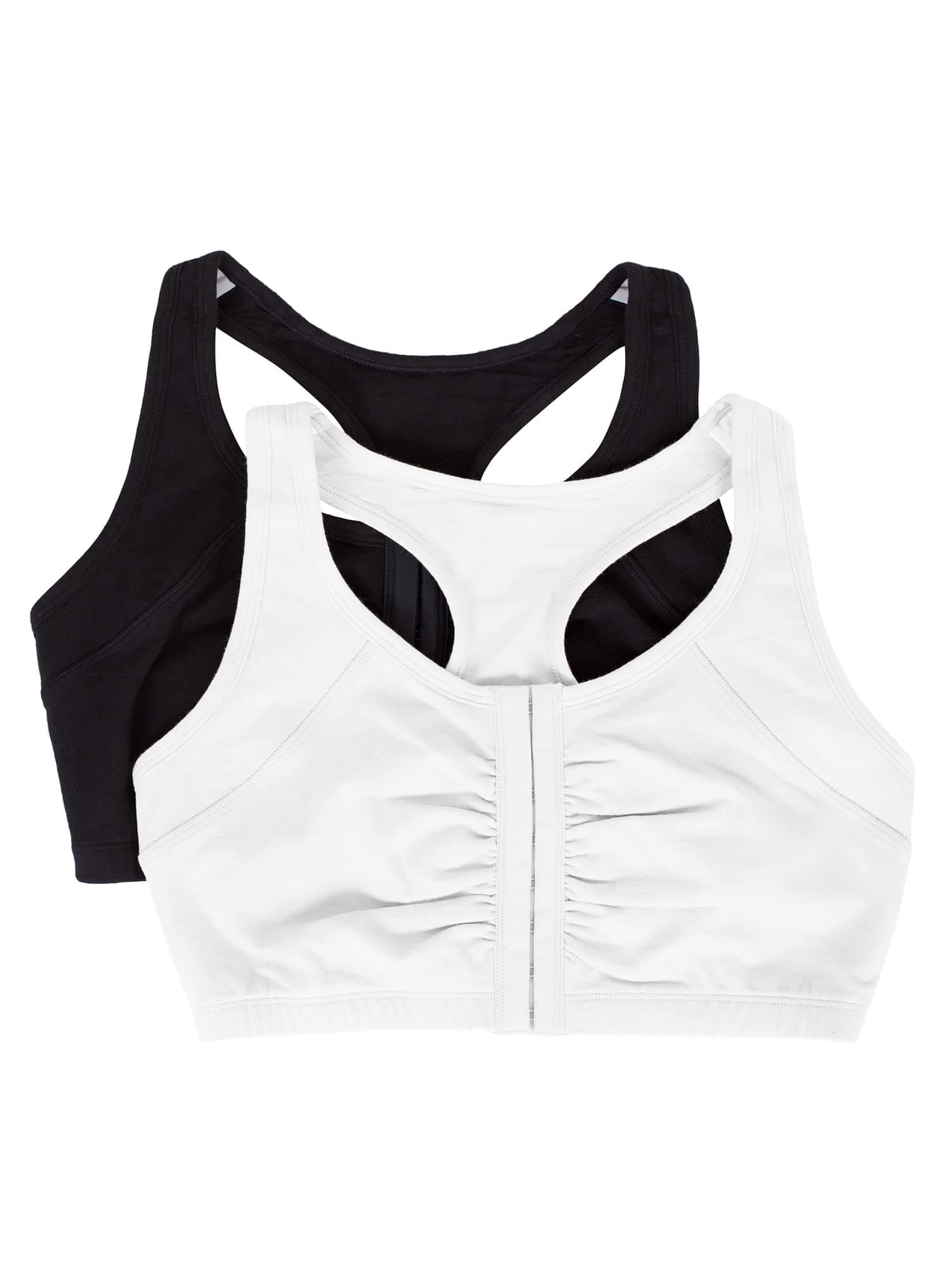 Women's Front Close Racerback Sports Bra Full Coverage (Pack of 2)
