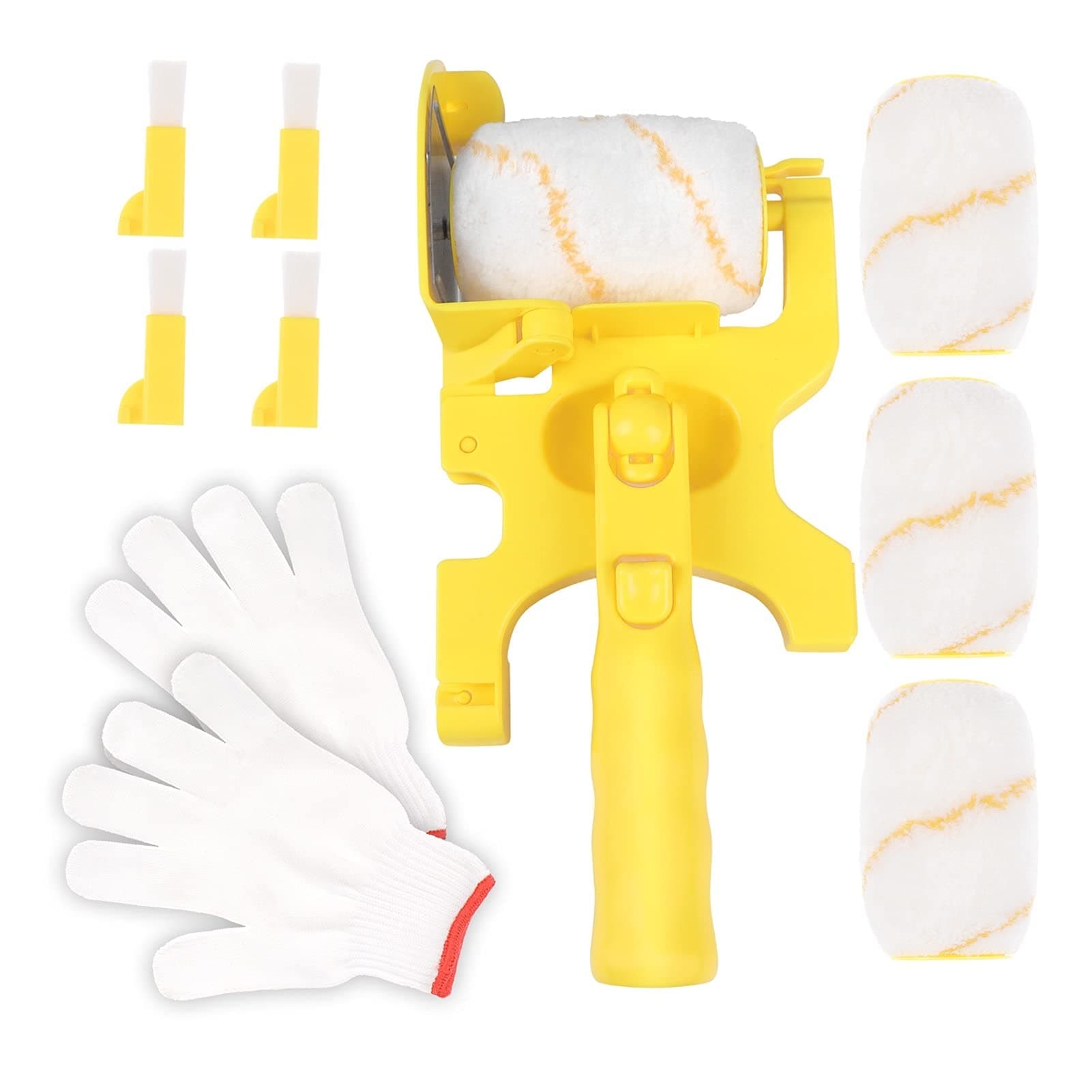 STUFY11Pcs Clean-Cut Paint Edger Roller Brush Multifunctional Hand-held Roller Paint Brush Clean Paint Edger Wall Painting Glove Sets