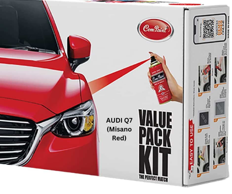 COM-PAINT Best Car Scratch Remover Kit - Spray Paint for AUDI Q7, RC Colour (Misano Red) - Made in India