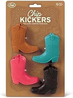 CHIP KICKERS, Cowboy Boot Bag Clips, Set of 4, Western Themed, Durable Food Storage Clips, Keeps Food Fresh, Fun Kitchen Accessories