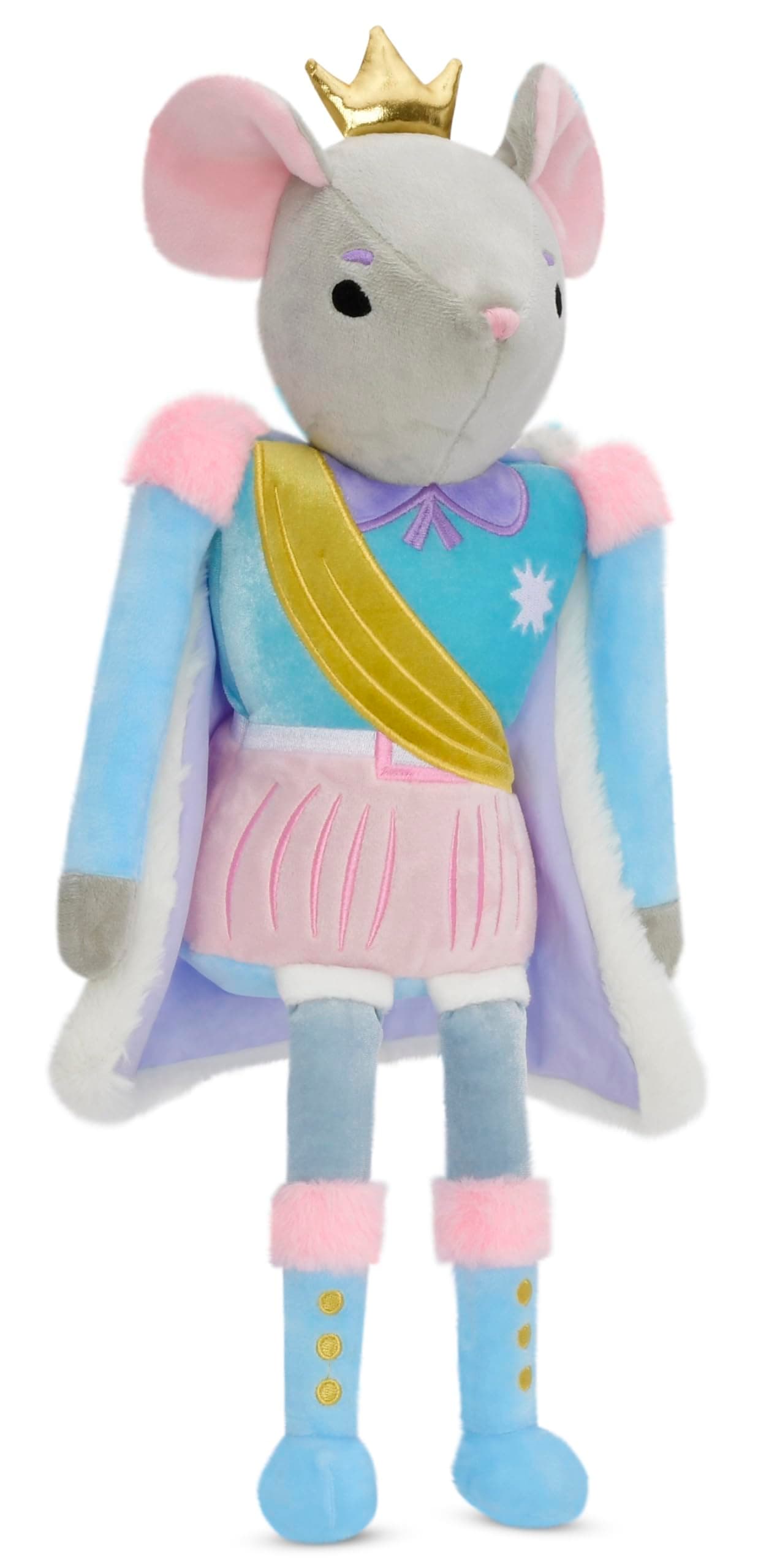 iscream Furry Plush 18.5" Nutcracker Mouse King Embroidered Accent Holiday Pillow