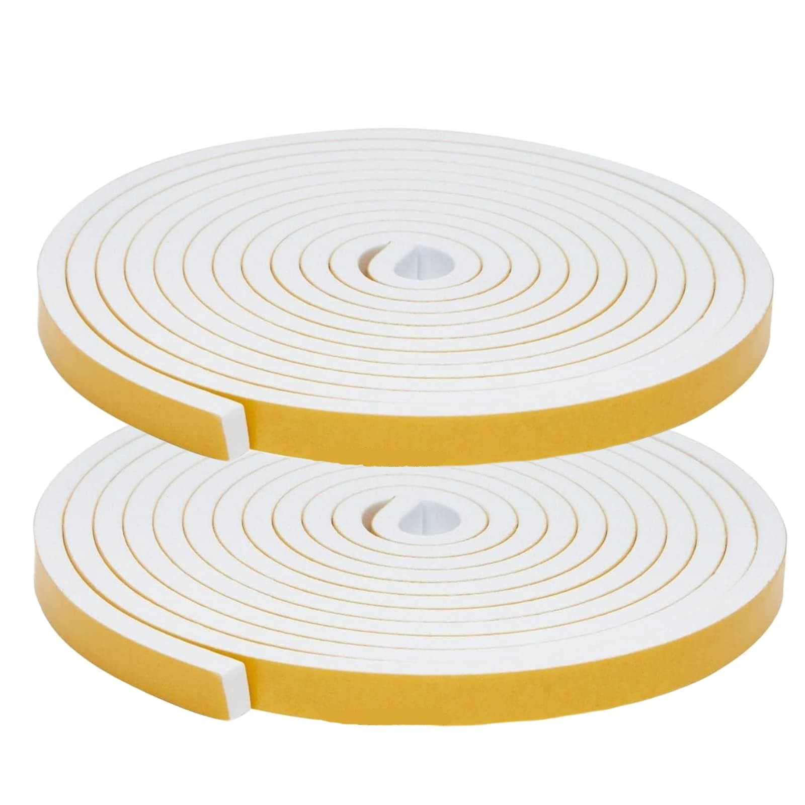 wordmouk Foam Draft Excluder Strip 12 x 6 MM Foam Sealing Tape Adhesive Weather Stripping High Density Foam Seal Tapes for Window Draught Excluder Insulation SoundProof 4M x 2 Roll, Total 8M,White