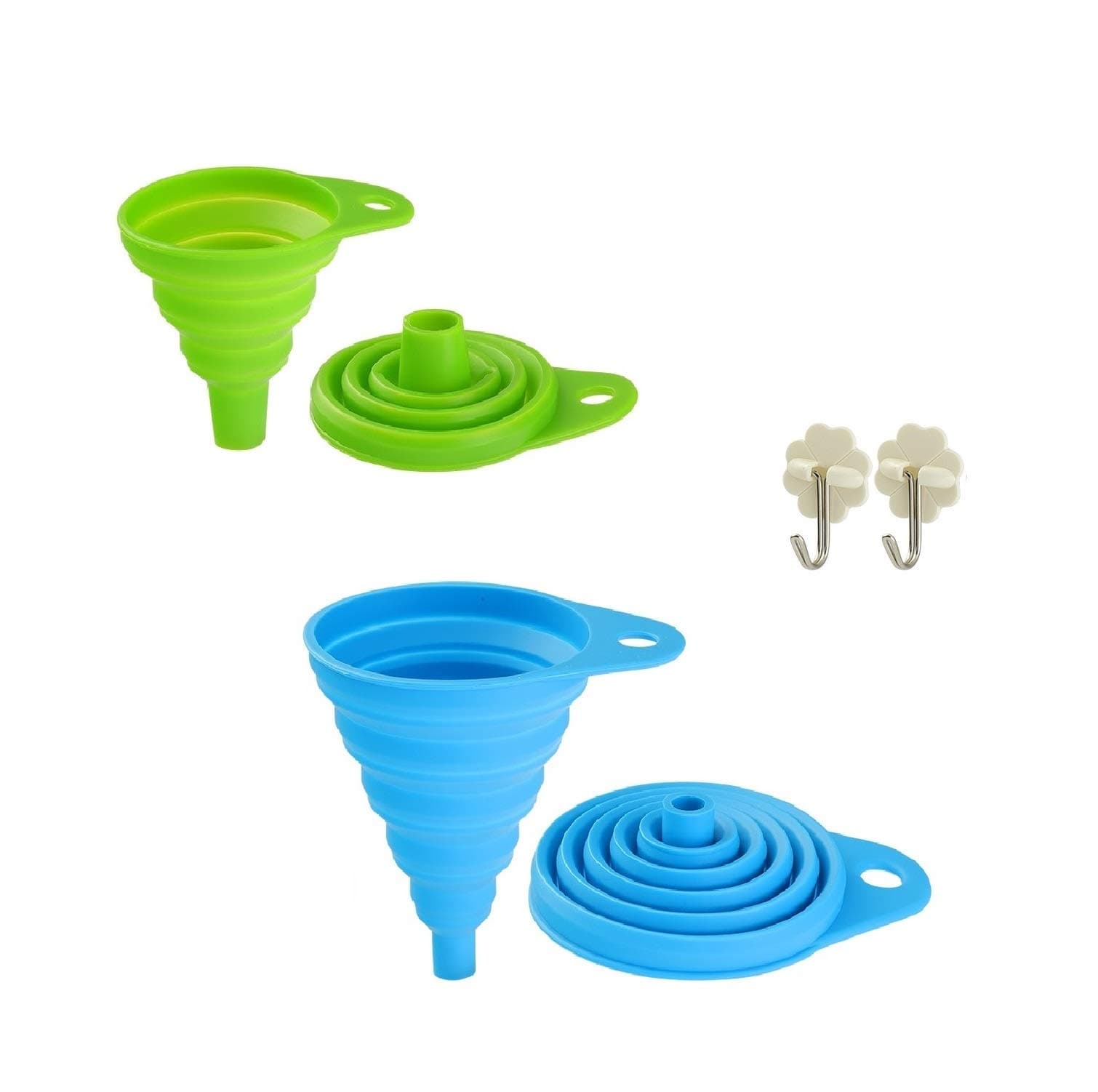 Collapsible Funnel Set, Flexible/Foldable/Kitchen Funnel for Water Bottle Liquid Transfer Narrow and Wide Mouth Funnels Hopper (1 pack large+1 pack small)