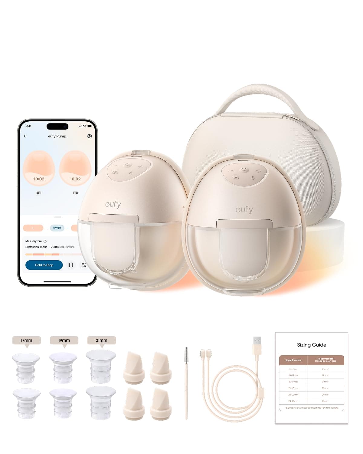 Heated Wearable Breast Pump S1 Pro, Slim Hands-Free with Industry-Leading HeatFlow Tech, Wireless Charging Case, App-Controlled OptiRhythm, Hospital-Grade Suction, in-Bra Use