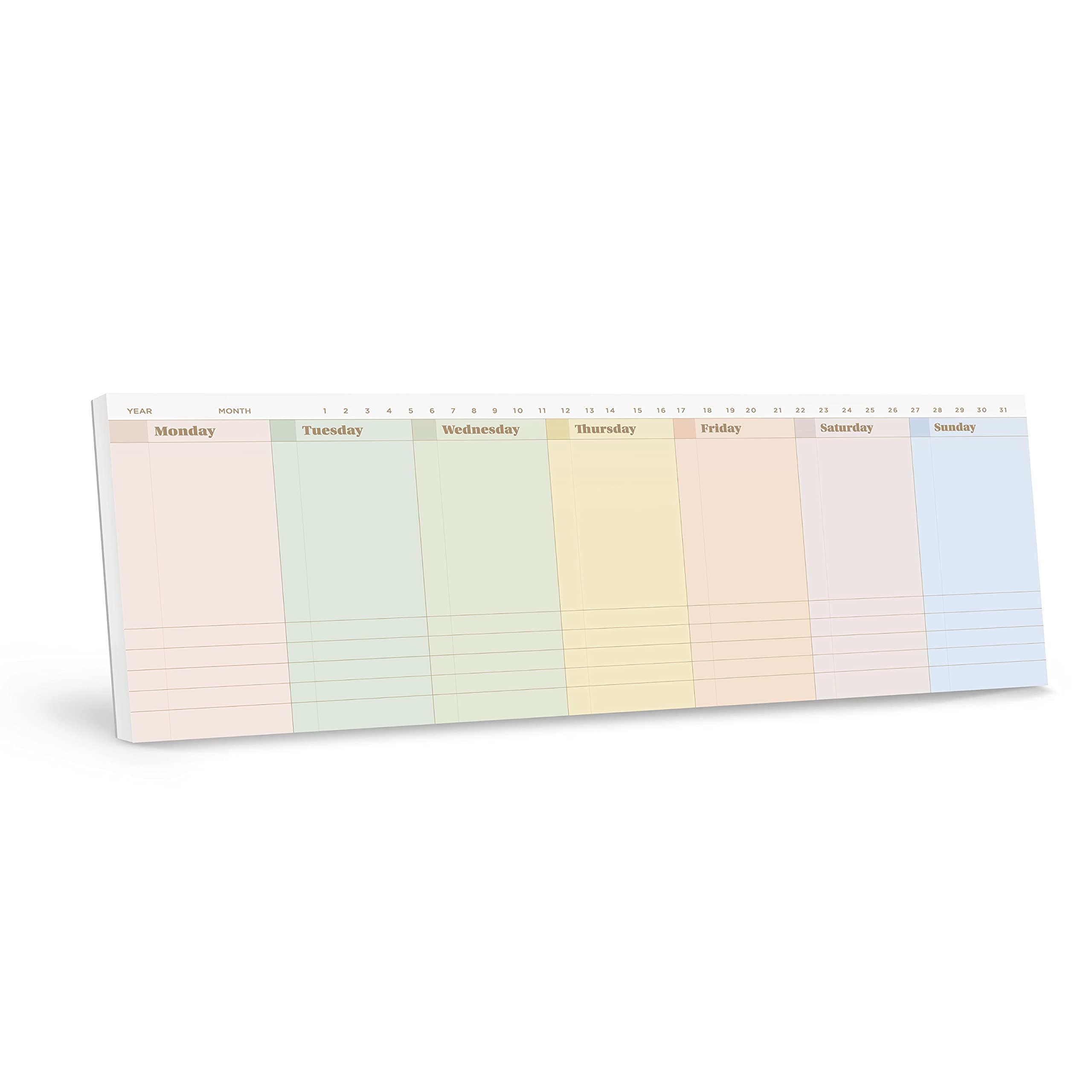Oriday Weekly Calendar Planner Notepad Tear Off Pad Rainbow (Rainbow)