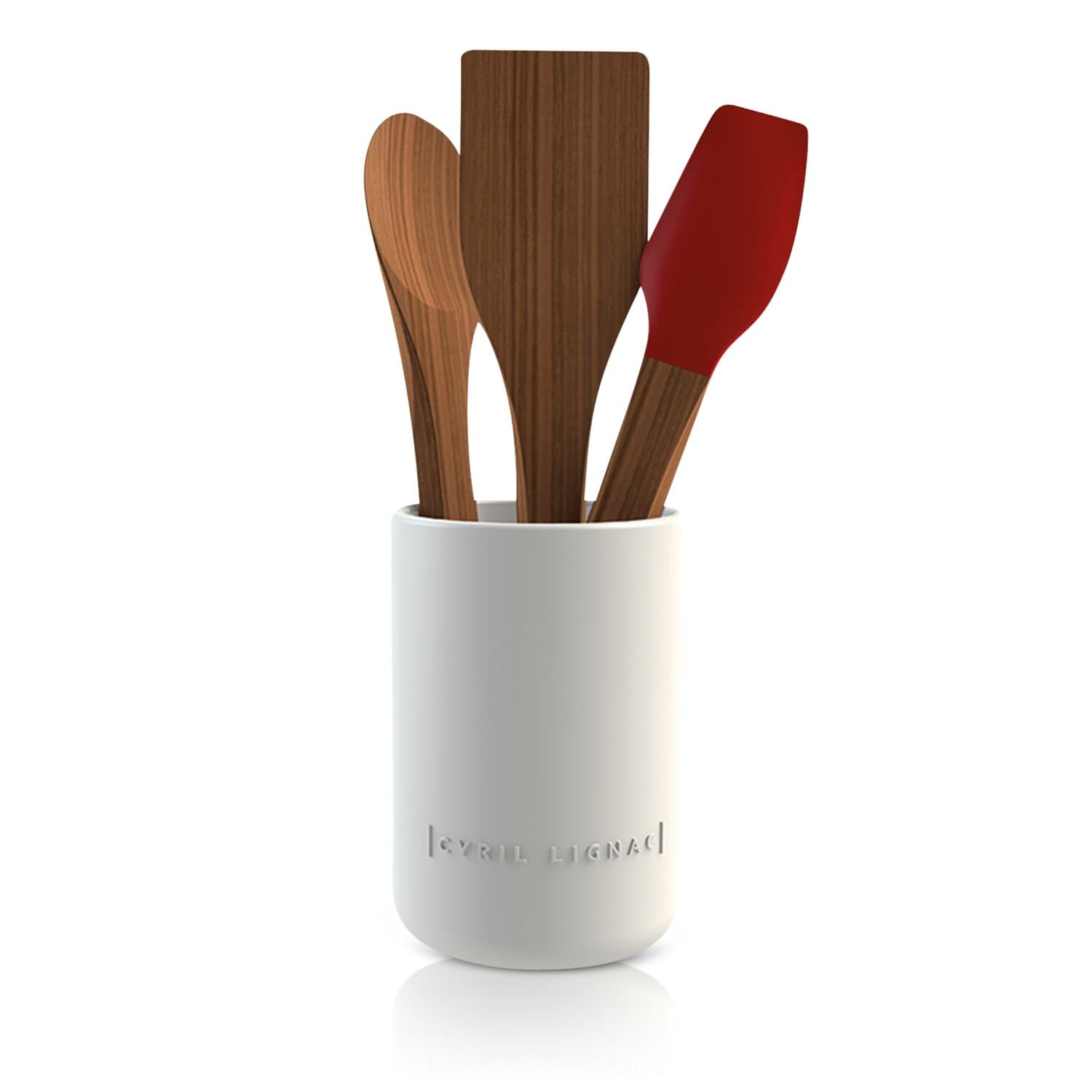 Cyril Lignac Ceramic Pot with 3 Kitchen Utensils White