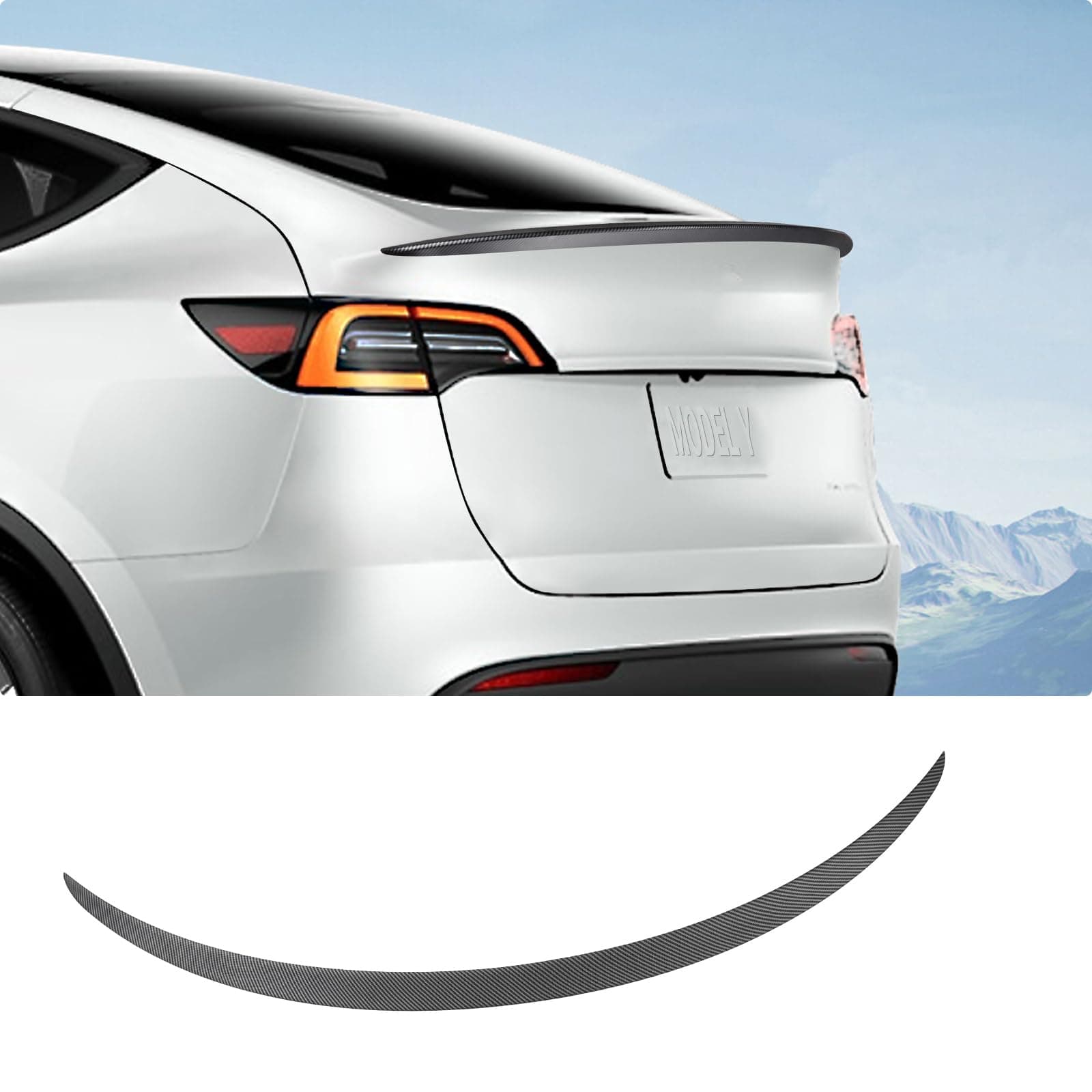 BASENOR 2020-2024 Tesla Model Y Rear Spoiler Wing ABS OEM Rear Trunk Lip Tail Lid Sporty Appearance Model Y Exterior Accessories Matte Carbon Fiber