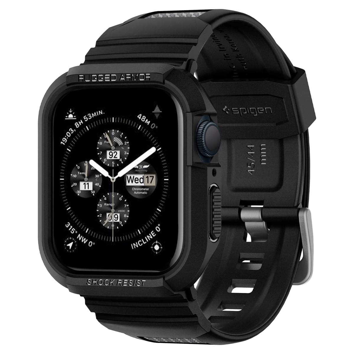 Rugged Armor Pro Compatible with Apple Watch Case with Band Series 9/8/7 (45mm) and Series 6/SE/5/4 (44mm) - Black