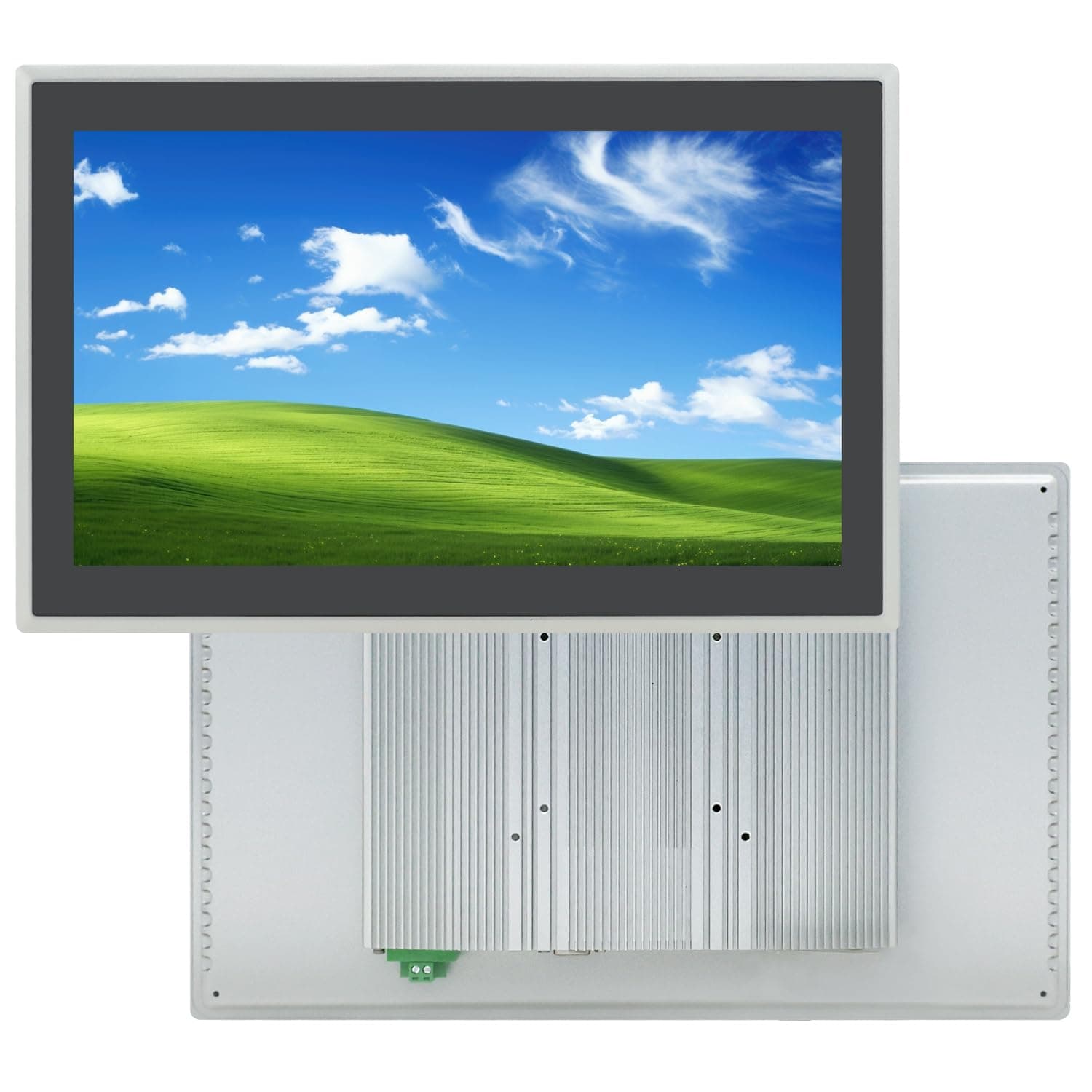 15.6 inch Capacitive Multi-Touchscreen Industrial Embedded Win-10 PC Monitor, IP65 Screen with 10 Points Touch Display, i5+RAM 8G+256G SSD, Integrated Phoenix2pin, HD-MI-Out & USB Ports