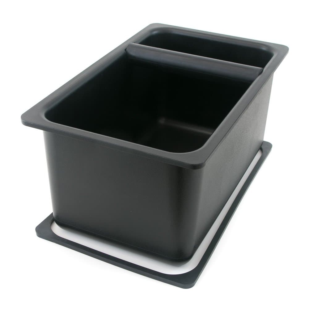 Barista Basics Durable Closed Bottom Knockbox 6" x 10" x 5" - BPA-Free, In-Counter, Noise-Reducing with Rubber Gasket