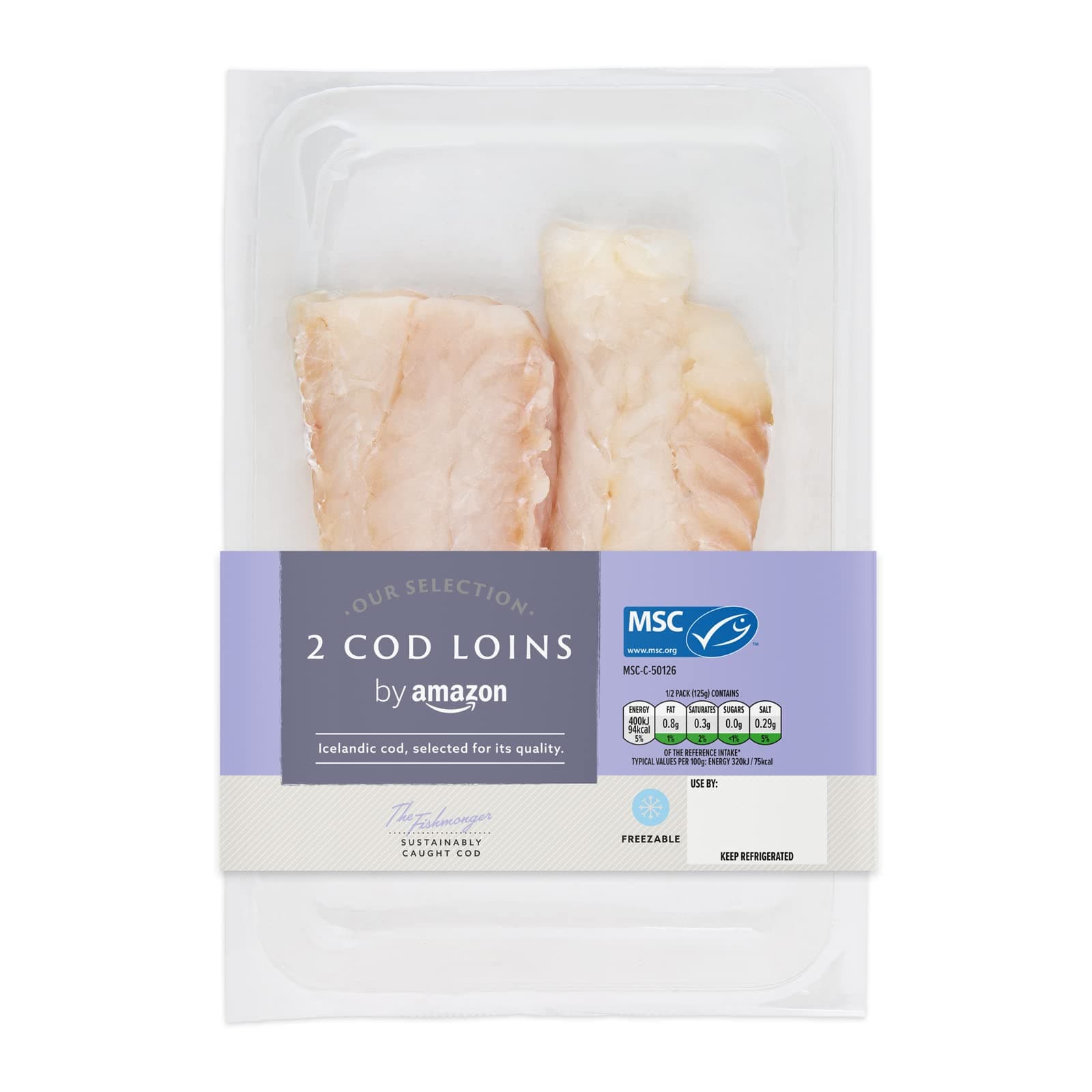 by Amazon Our Selection 2 Skinless & Boneless Cod Loins, 250g