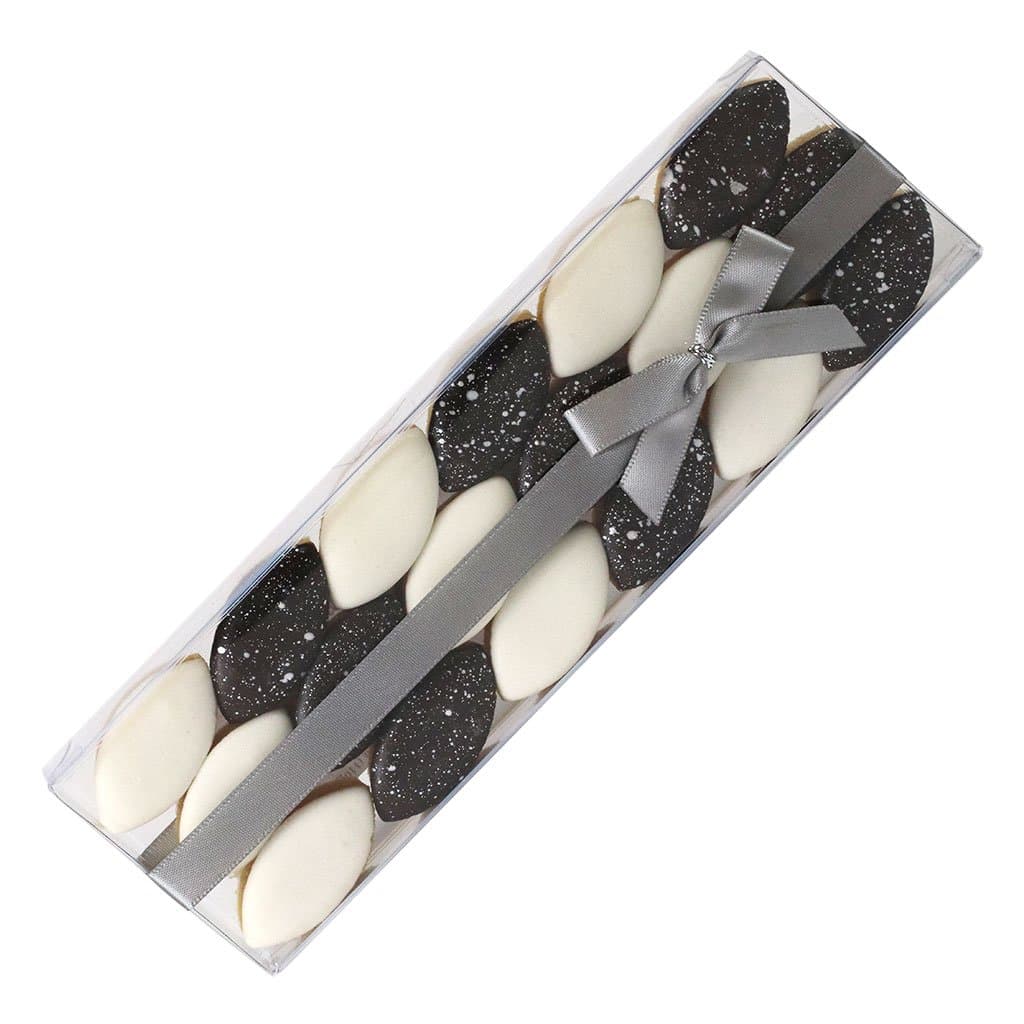 Mini Calissons Soft Almond Paste Candy with Silver and Cocoa Sugar Icing | French Specialty Confection | 18 Pieces | 100 Gram Box