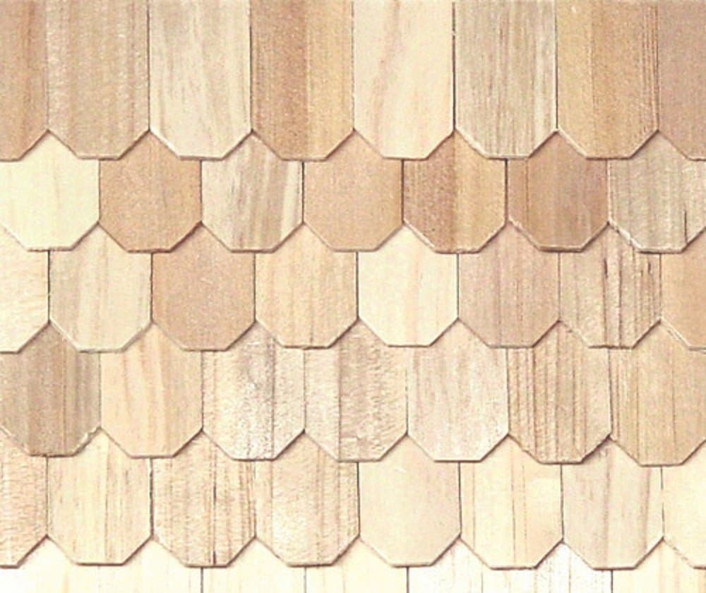 Dollhouse Miniature Unfinished Pine Octagon Butt Shingles