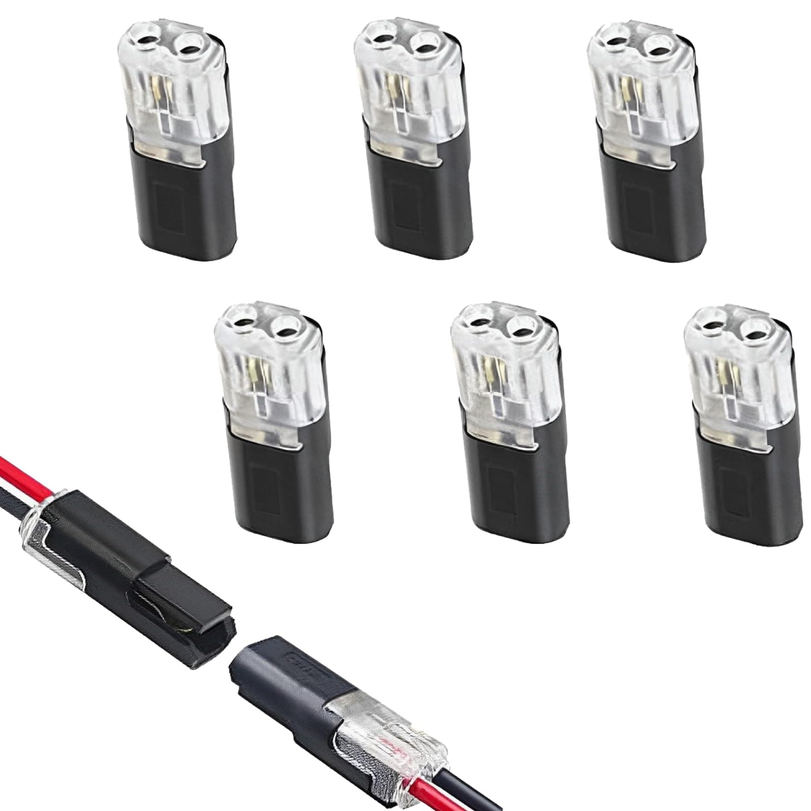 6 Pieces Wire Connectors,Quick Dual Wire Terminal Block,Double-Wire Push-in Terminal Block with Locking Buckle for Cable Two-Wire Butt Connector.