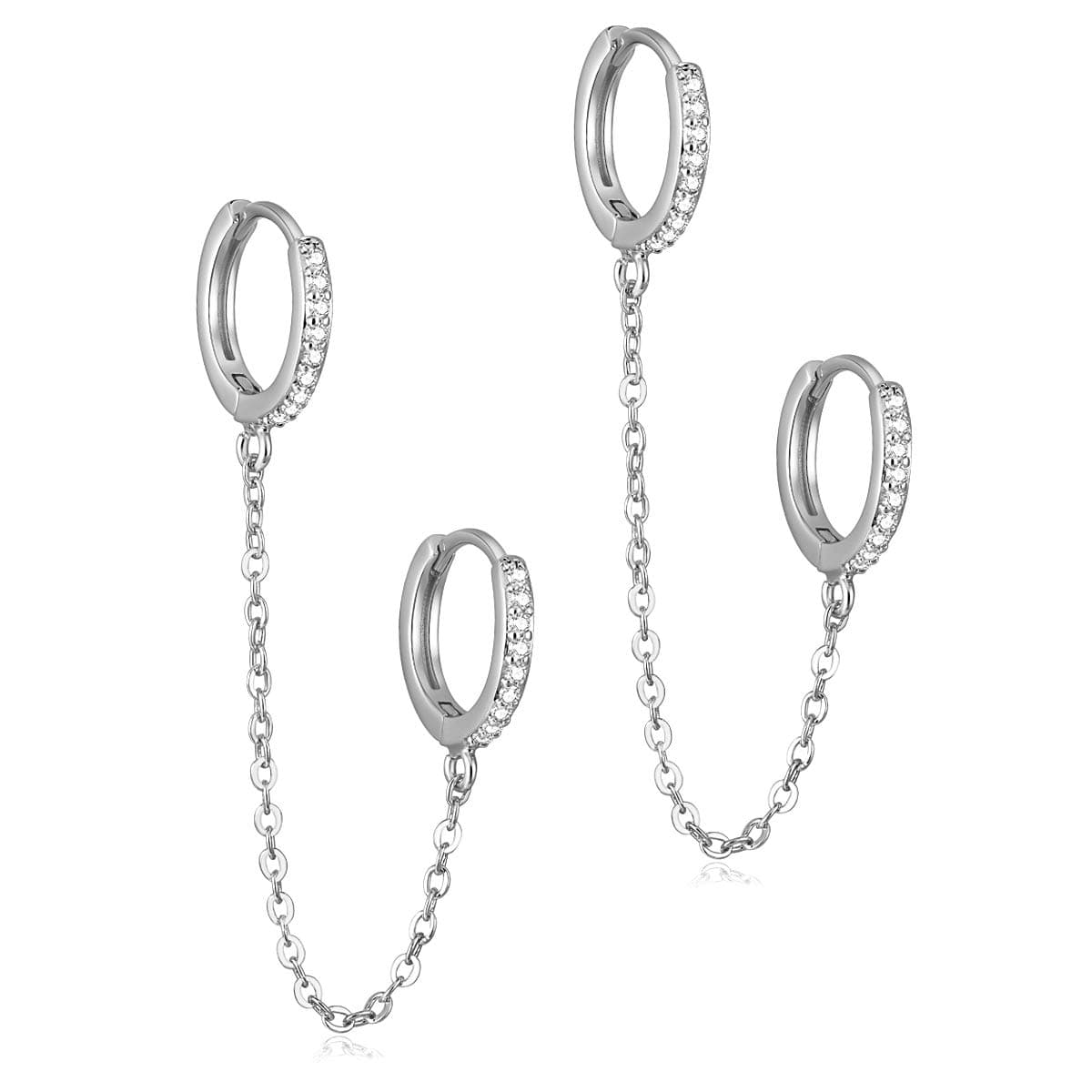 unique cornUnique Corn Chain Hoop Earrings, 14K Gold Plated Double Piercing Earrings Dainty Small Huggie Hoop Minimalist Chain Cuff Earrings for Women Jewelry Gift