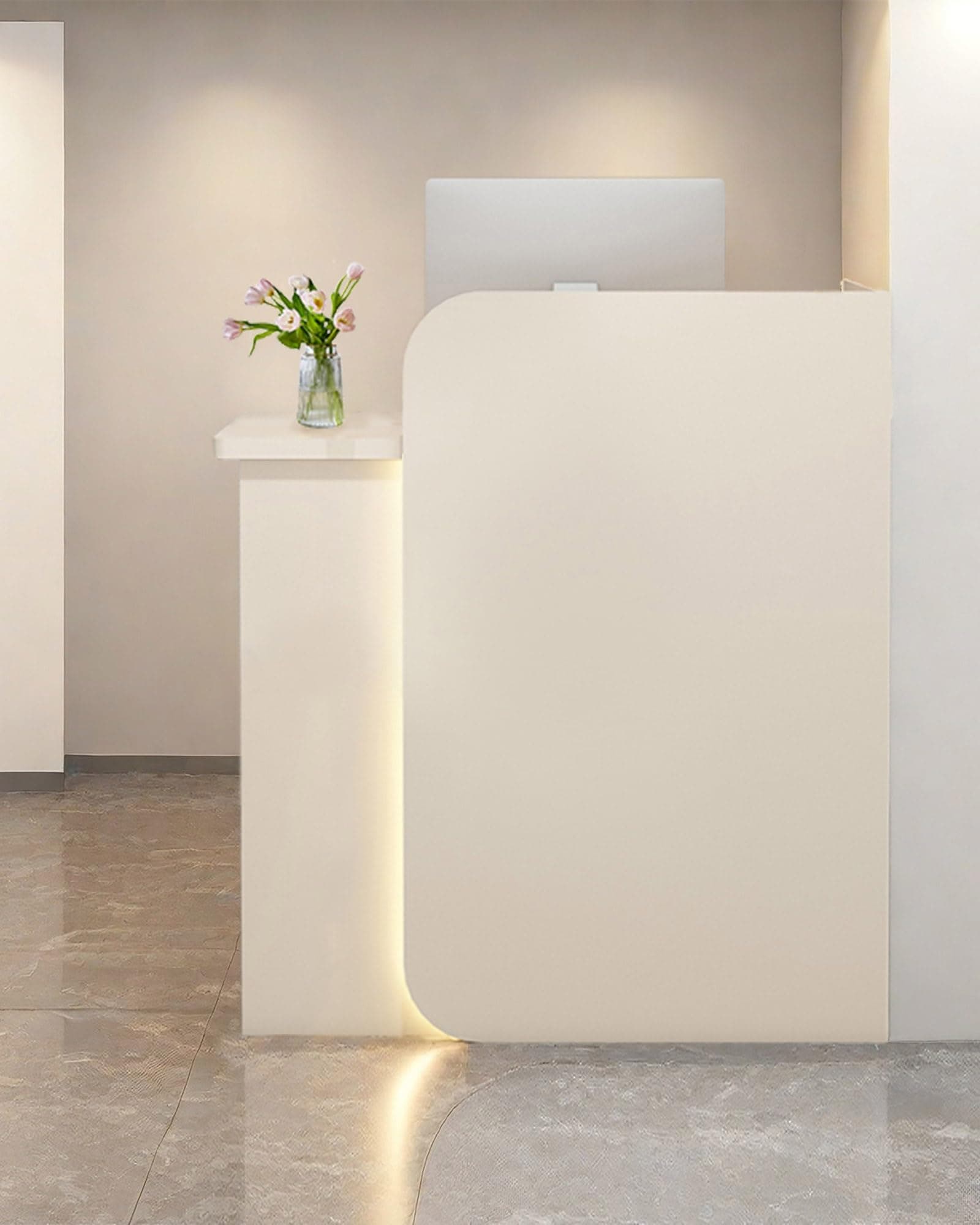 Reception Desk Office Checkout Counter, Modern Front Desk Reception Counter Desk with Lockable Drawer Simple Retail Counter for Retail, Lobby, Beauty Salon Clothing Store(Warm,39" Lx18 Wx39 H)