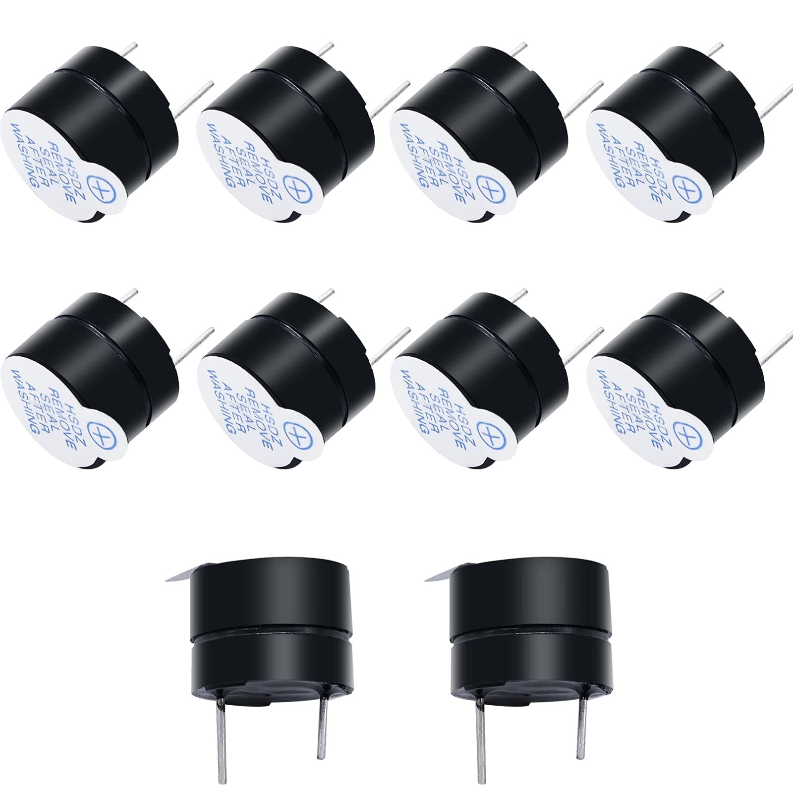 mxuteuk 10pcs DC5V Black Mini Active Piezo Buzzers Electronic Buzzer Alarm Sounder Speaker Beep Tone, Fit for Computers Printers Electronic Components HF-12095