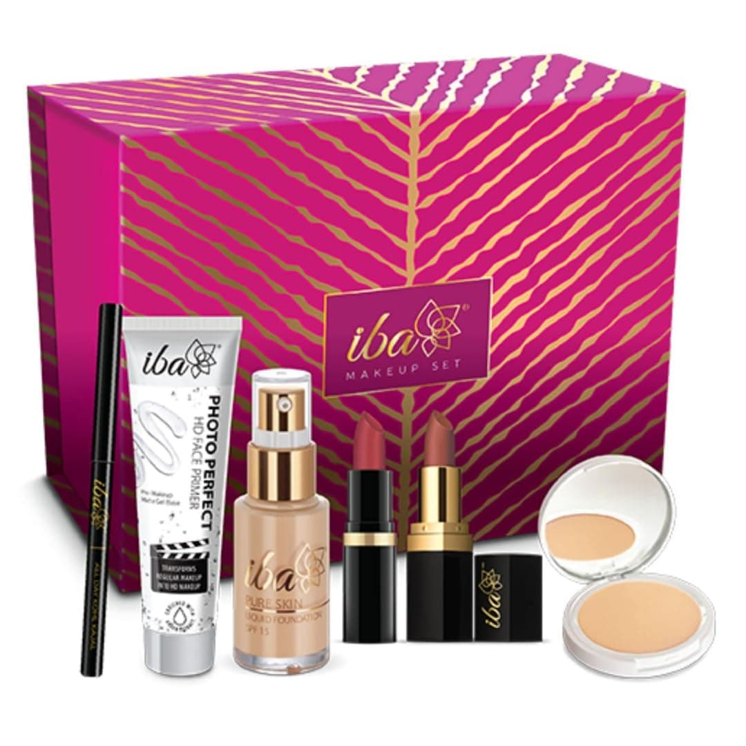 Makeup Gift Set for Women (Medium) | Foundation, Compact, Primer, Lipsticks, Kajal | Long Lasting | Full Coverage | Bridal Makeup Kit for Women | 100% Vegan & Cruelty-Free (6 items makeup combo in the one set)