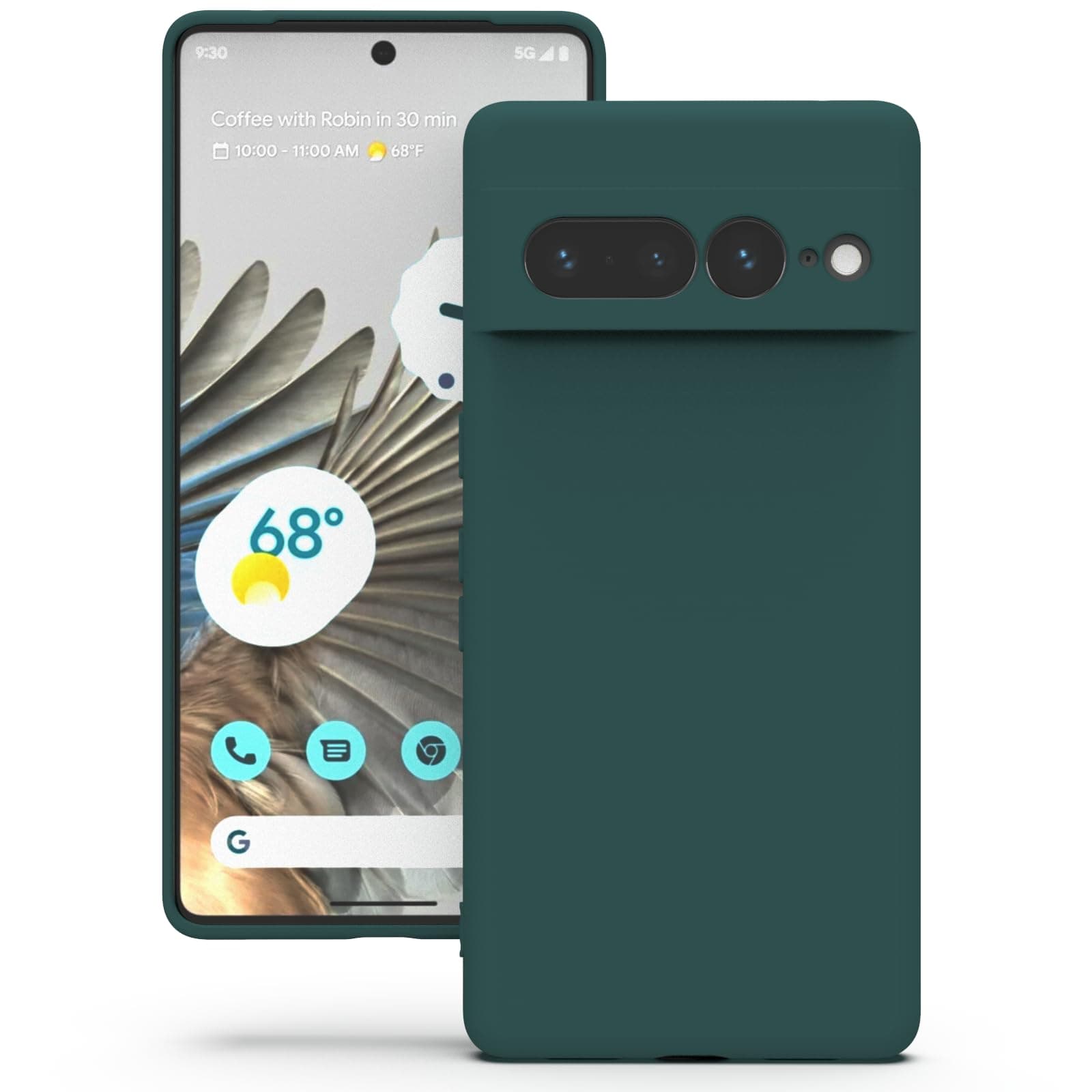 YATWIN Silicone Case for Google Pixel 6 Pro 5G, Soft-Touch, Shockproof, DustProof, Antiskid Full Body Armour Phone Cover for Google Pixel 6 Pro 5G - Dark Green
