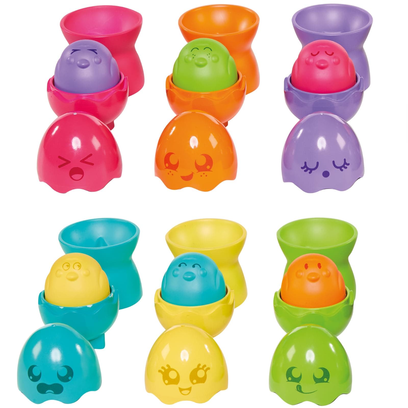 Hide and Squeak Egg Stackers Baby Toy - Stacking Egg Cups with 3 Squeak and 3 Rattle Eggs - Shape Sorter Toddler Toys - Engaging Baby Sensory Toys - Baby Toys 6 Months Plus to 36 Months