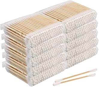 Eco Cotton Buds, 1000 Pcs, 100% Biodegradable Organic Cotton Wool Swabs, Sustainable Wooden Eco-Friendly Ear Sticks (White)