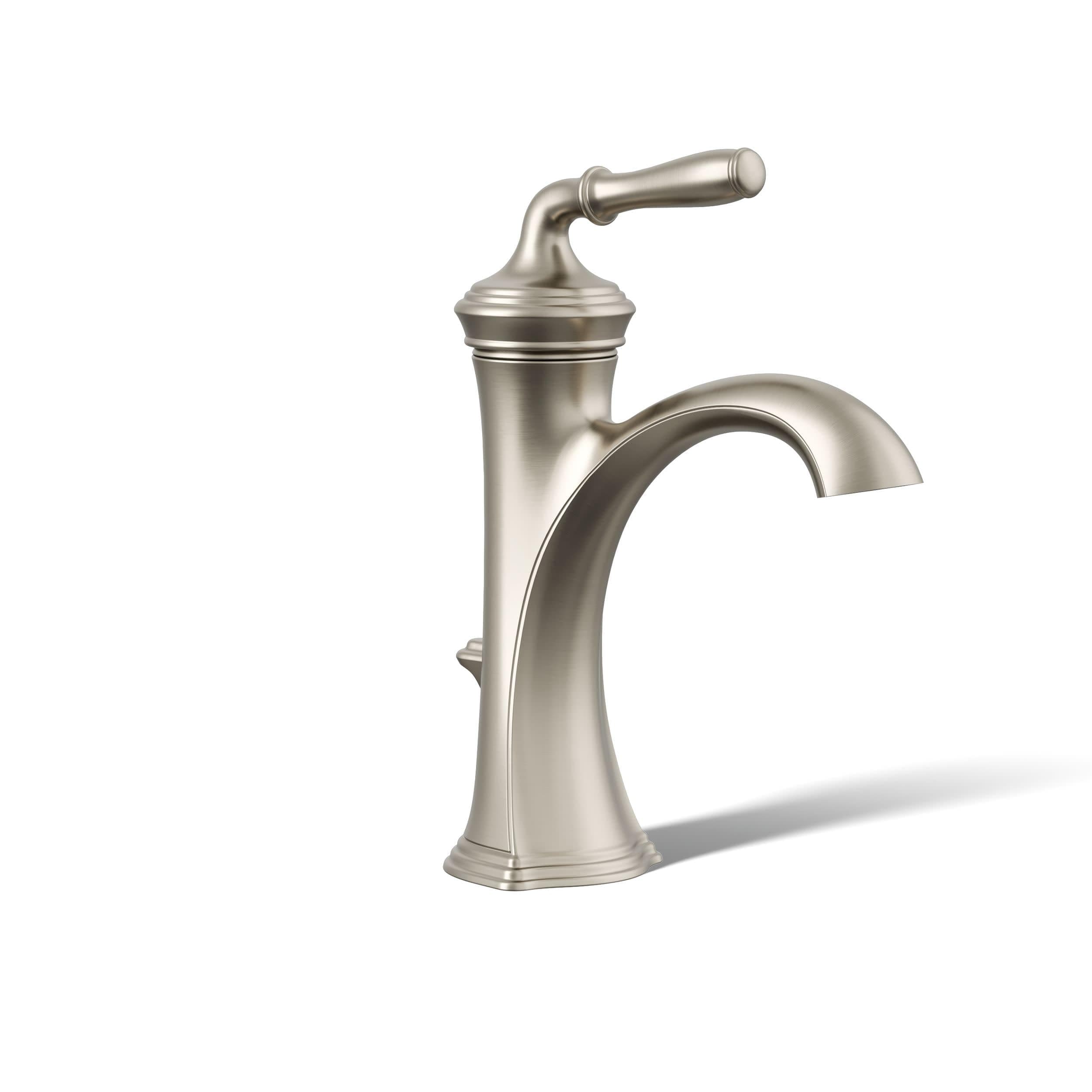 KOHLER K-193-4-BN Devonshire® Single-Handle Bathroom Sink Faucet, 1-Hole Installation, Bathroom Faucets with Metal Drain, 1.2 GPM, Brushed Nickel