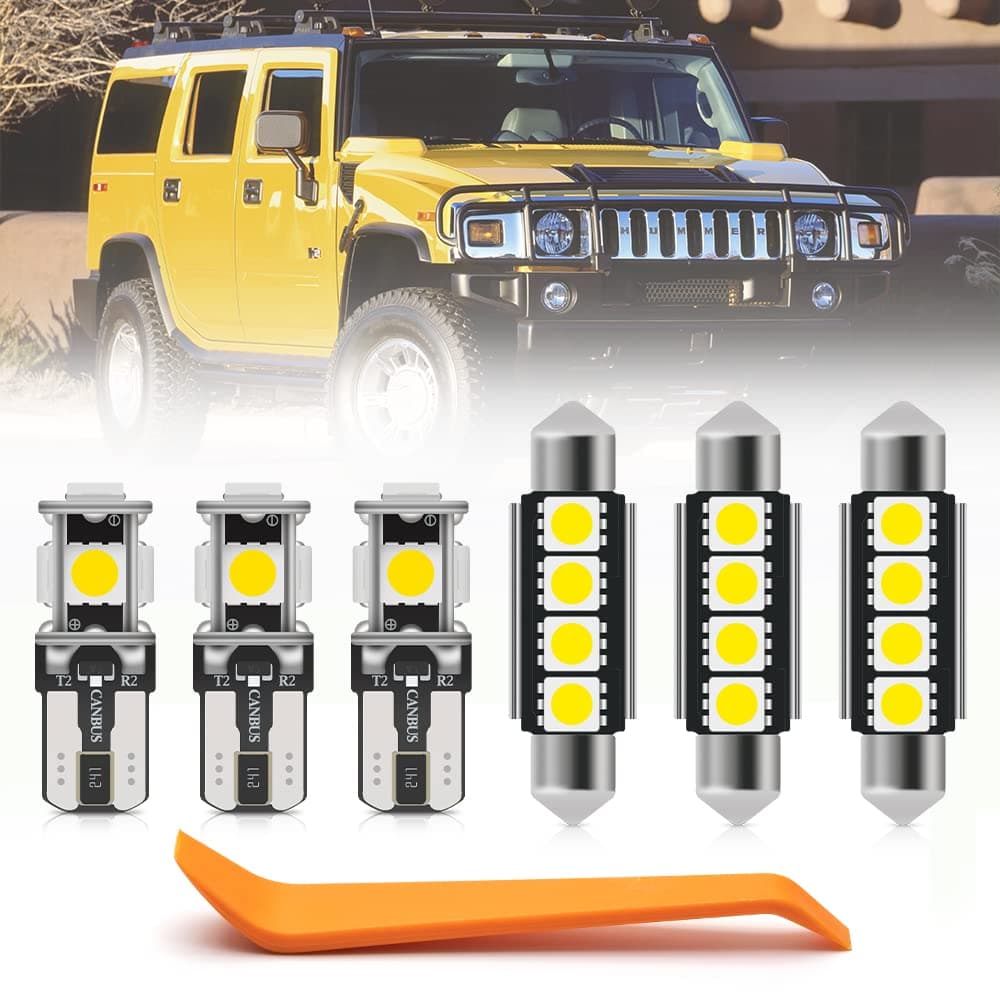19pcs White LED Interior Light Bulb Kit for Hummer H2 2003-2009, Map Dome Glove Box License Plate Light Bulb