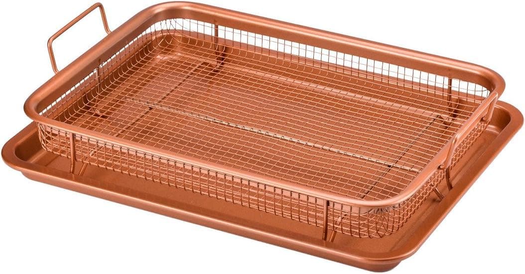 Copper Crispy Tray Durable Mesh Basket Oil Filter Tray Oven Air Fryer French Fries Fried Chicken Tray Kitchen Portable Tool
