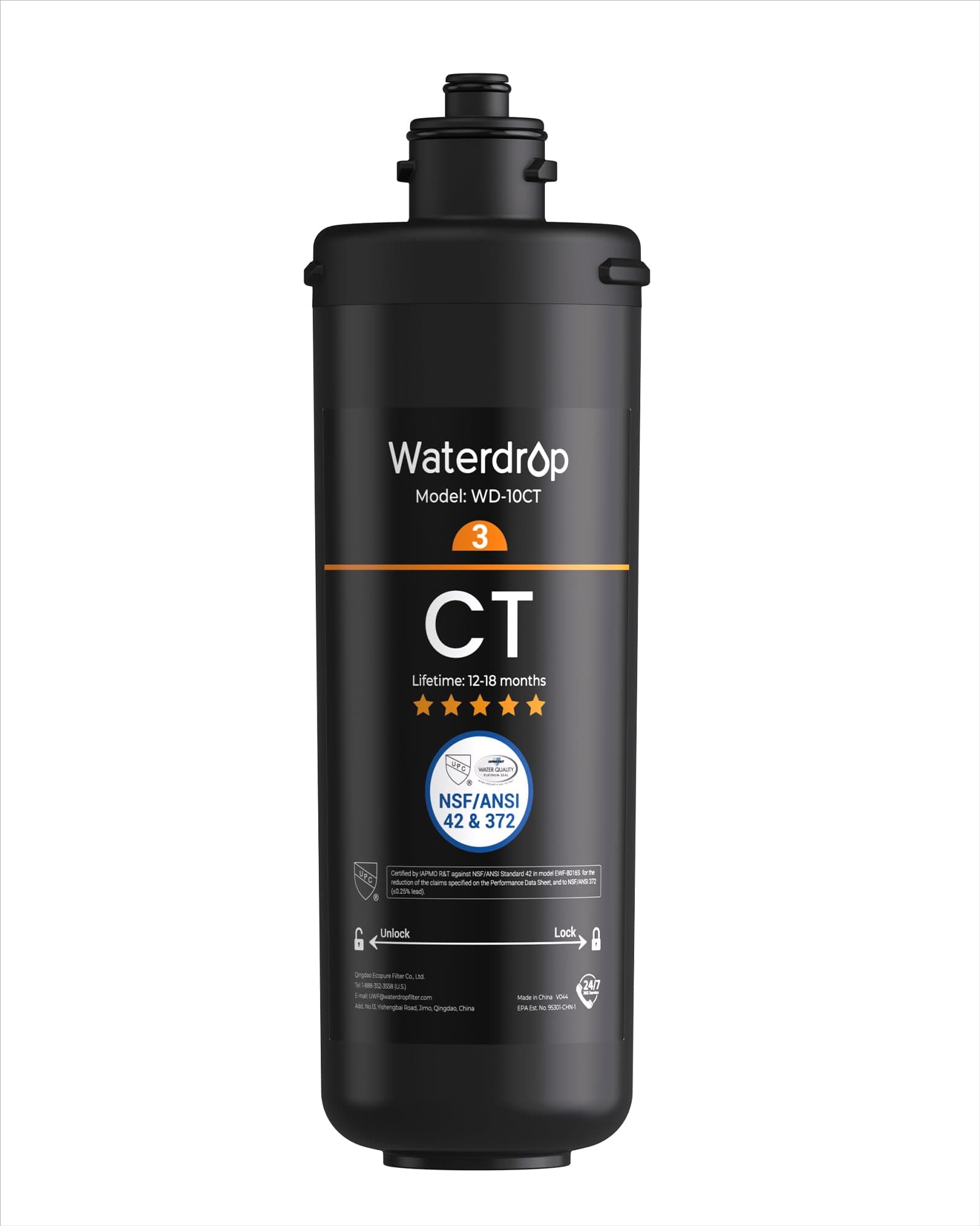 Waterdrop WD-10CT Under Sink Water Filter, Replacement for Waterdrop TSA & TSB 3-stage Under Sink Water Filter System