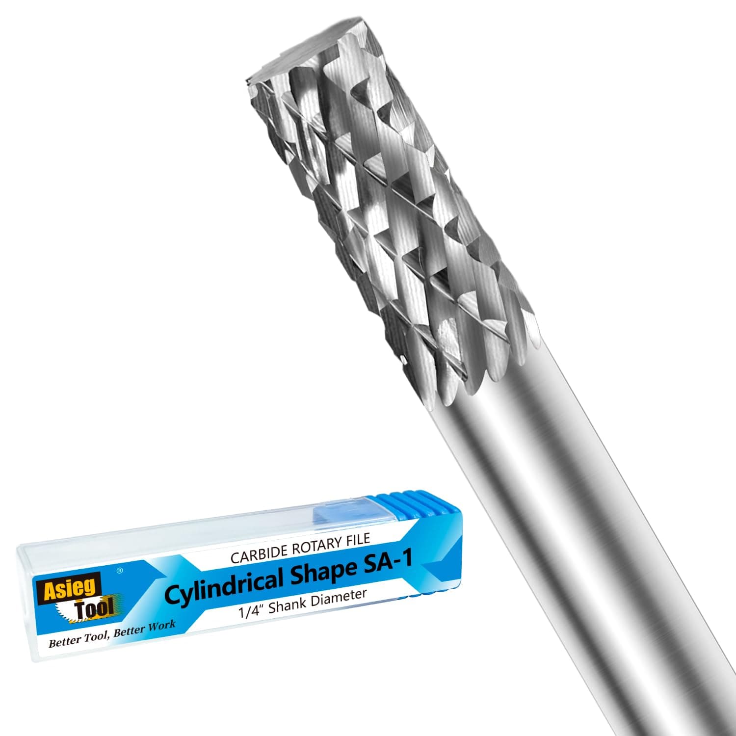 SA-1 Solid Tungsten Carbide Burr Rotary File Cylindrical Shape Double Cut for Die Grinder Drill Bits 1/4'' Inch Diameter of Shank and Cutter 5/8'' Inch Cutter Length