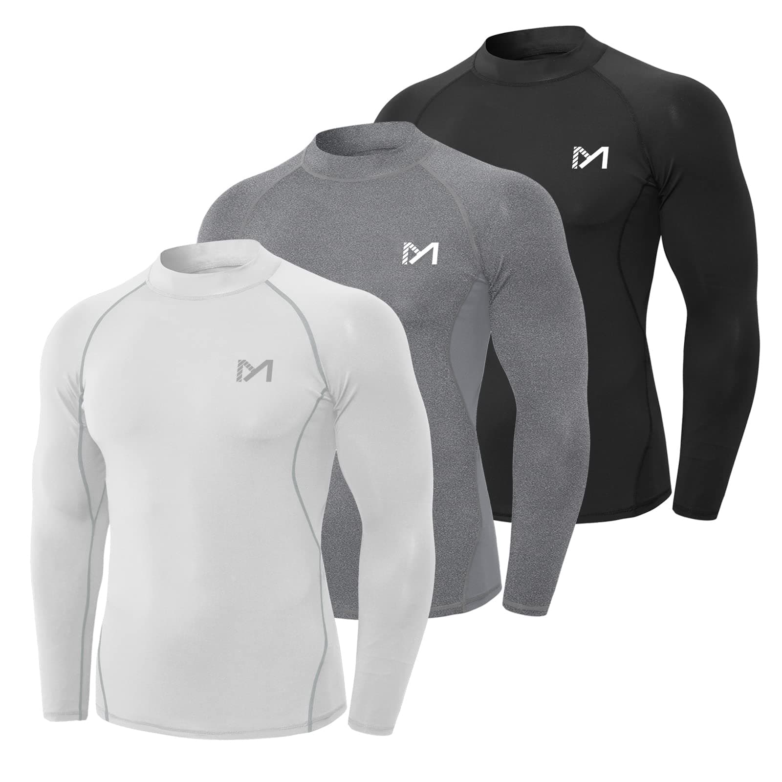 mens Men's Compression Base Layer Quick Dry Top Long Sleeve Athletic Workout Shirt for Running Gym Grey Shirt
