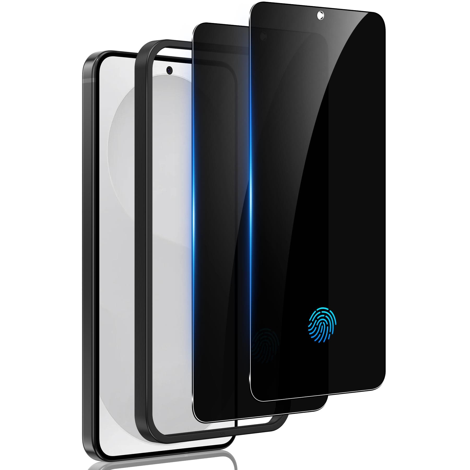 2 Pack for Samsung Galaxy S25 Privacy Screen Protector Tempered Glass, Fingerprint Unlocking, 25° Anti Spy, Full Coverage, Case Friendly, Easy Installation, Compatible with Galaxy S25/ S24