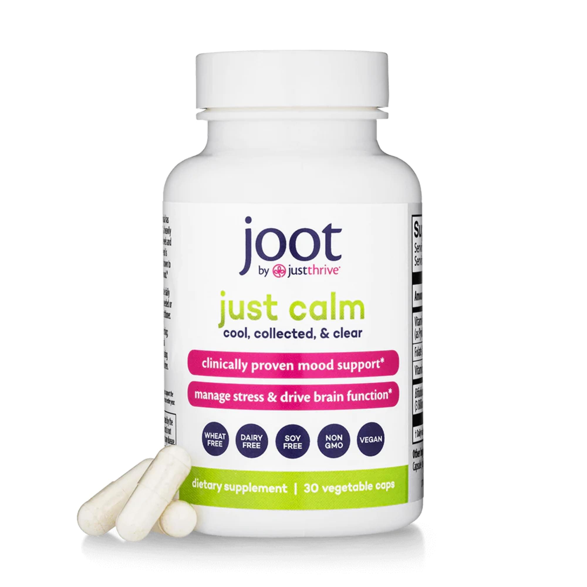Just Calm - Cortisol Manager - Calming, Memory, and Mood Support Supplement - Vegan, 30 Calm Capsules