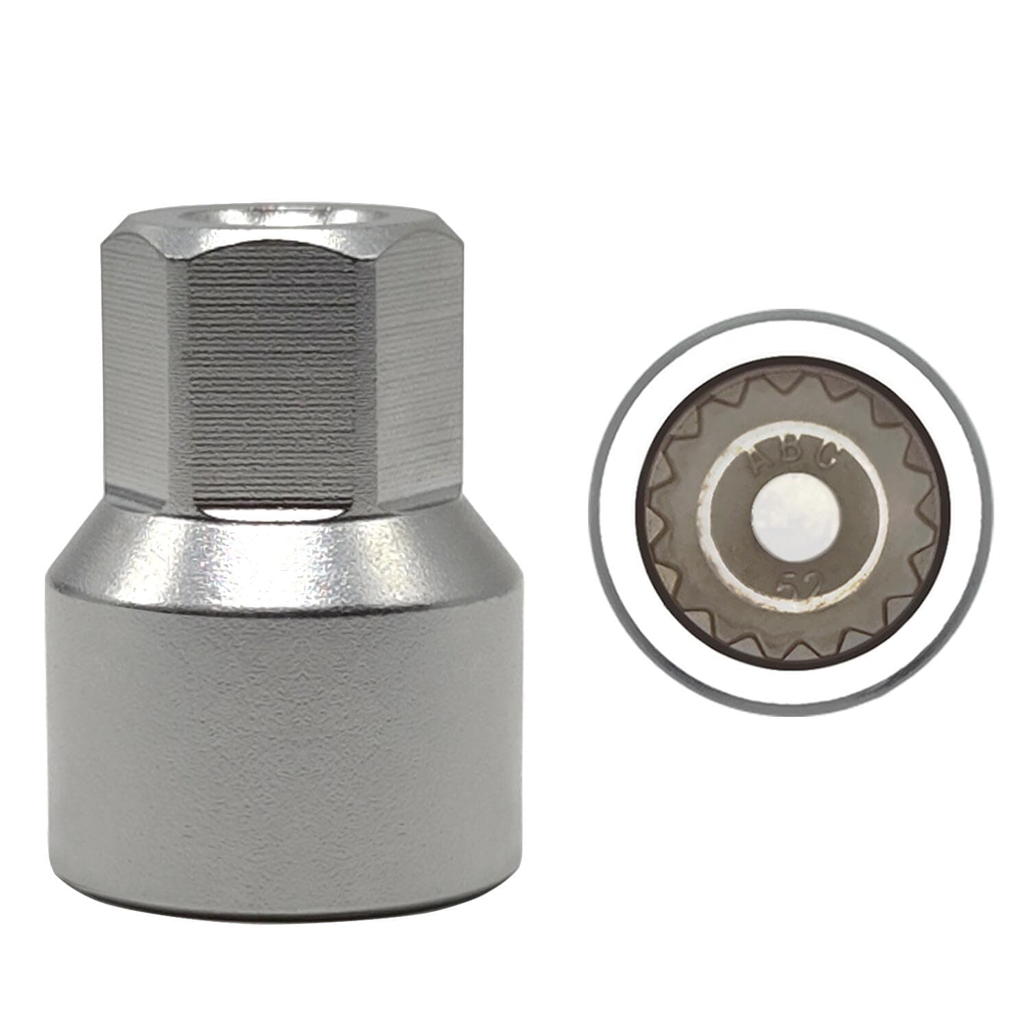 ABC-52 16Pt Outer Ring 4mm Wheel Locking Nut Key for Porsche VW Toureg Panamera/Cayenne/Macan/Cayman/SUV, Wheel Lock Nut Socket Adapter, Anti-Theft Lug Nut Removal Tool, Screw Remover