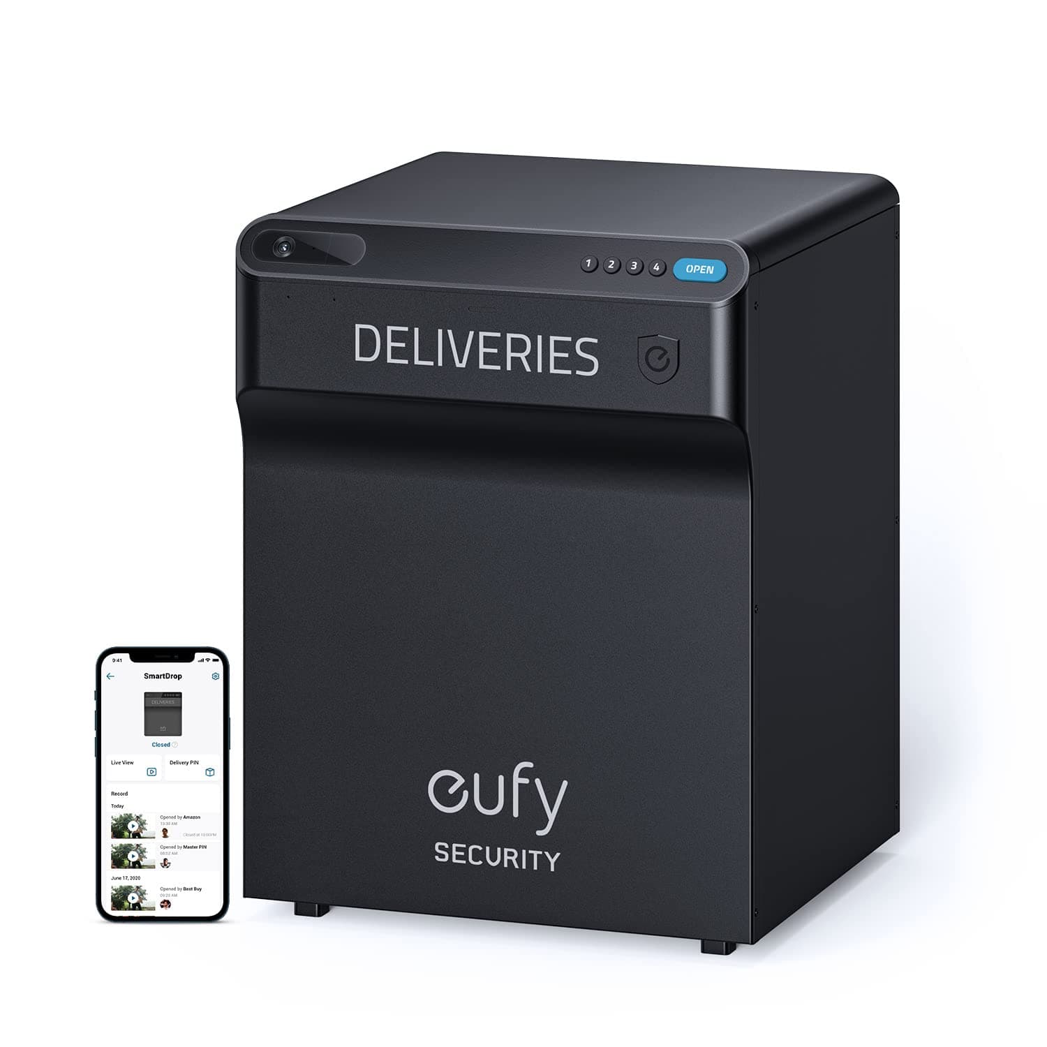 eufy Security, SmartDrop, Smart Delivery Box, App Notifications for Deliveries, Remote Control, 24/7 Package Protection, Works with All Couriers, Black