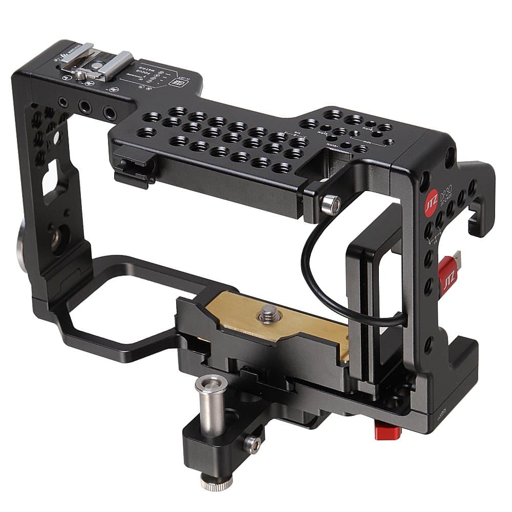 JTZ DP30 Camera Cage Video Stabilizer with Quick Release Plate and Hot Shoe for Sony A6000 A6300 A6500 DSLR Camera Flash Speedlite,Compatible with JTZ JS-7 Cage