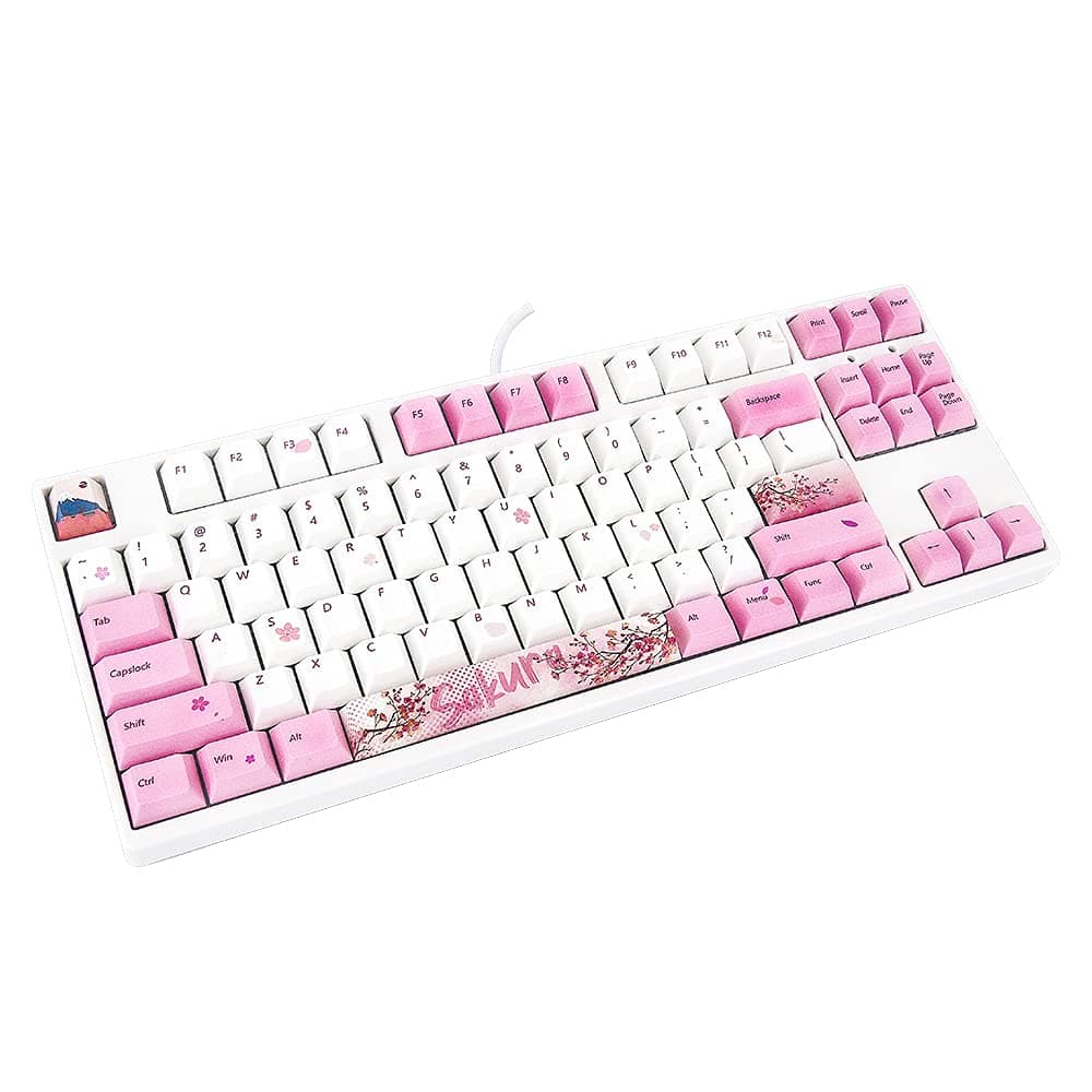 CORN Ergonomic Design F87 Compact Layout 87Keys Mechanical Gaming Keyboard with White Backlit, PBT Keycaps, Hot-swappable (Brown, Blossom)