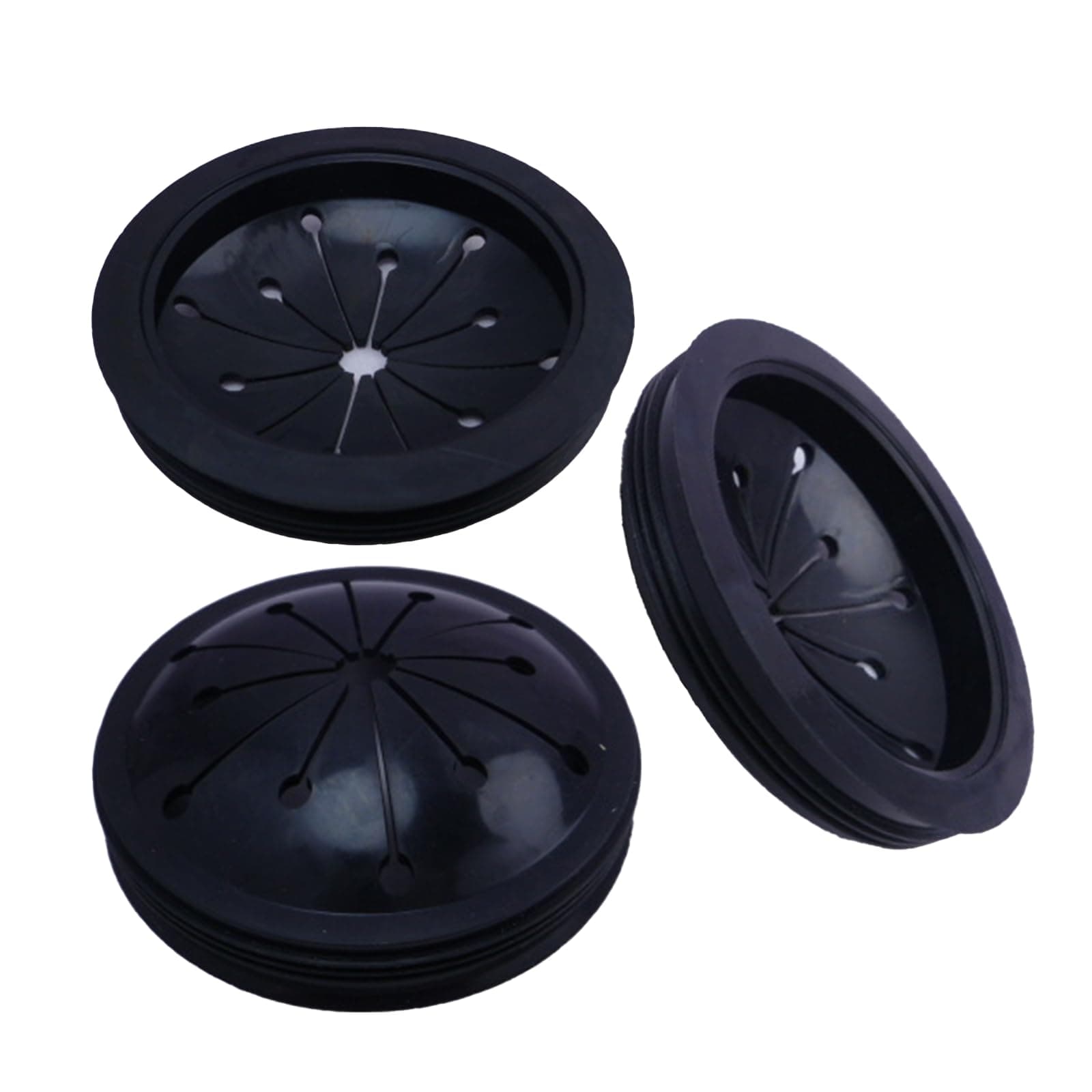 PeiDog 3 Pack Modern Black Rubber Splash Guard Collar Sink Baffle, Multi-Function Garbage Disposal Drain Plug, Kitchen Food Waste Disposer Parts Accessories