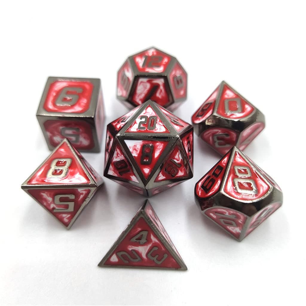 New Metal Dice Set D&D Polyhedral DND Dice Set DND Board Game 7pcs Polyhedral Dice for RPG Role Playing Game and Math Teaching
