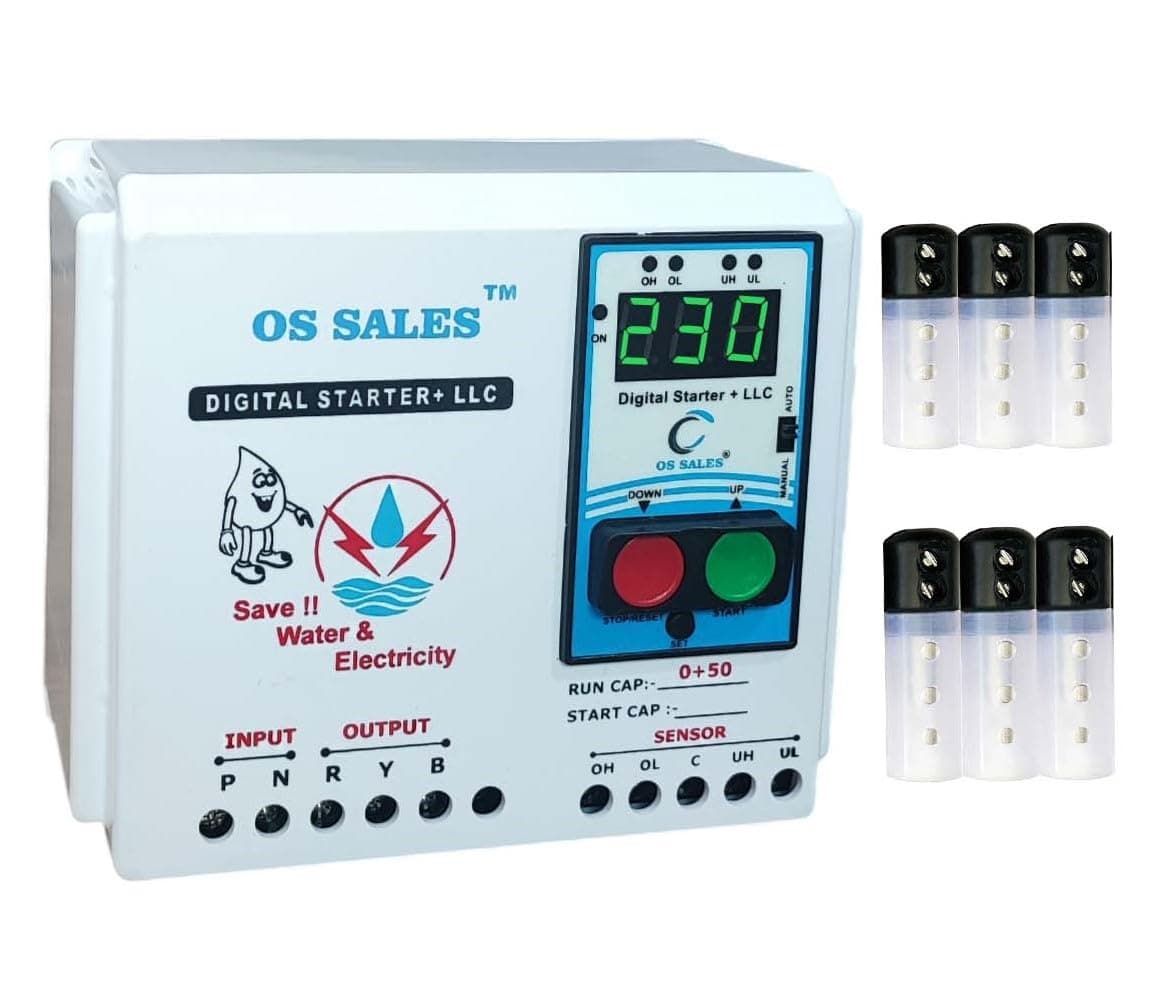 OS Engines Sales Single Phase Digital Water Level Controller With Run Capacitor 0+50 Starter Up To 1.5 Hp (White)