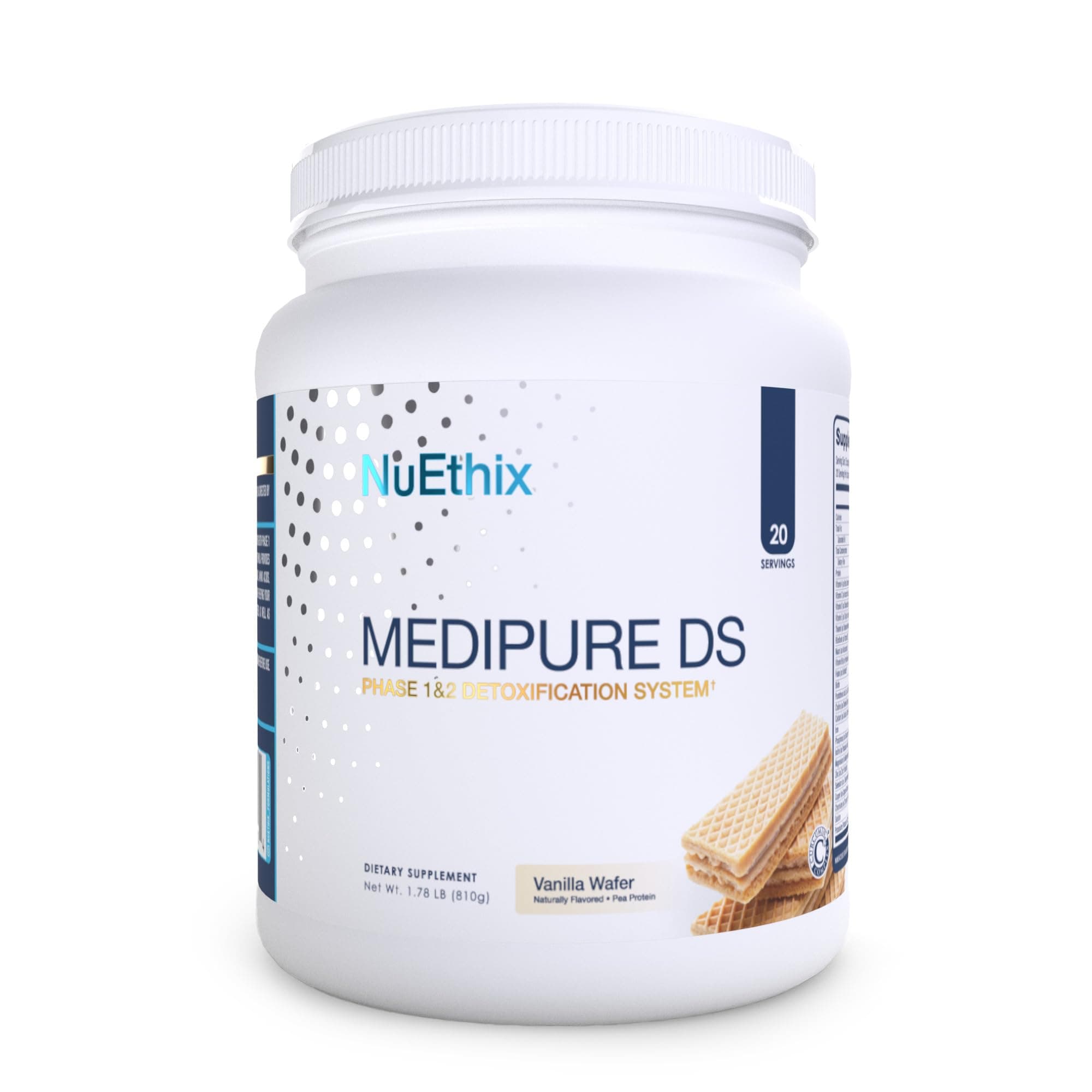 Medipure DS with Pea Protein Phase 1 & 2 Detoxification System, Supplement to Help Support the Body’s Natural Detoxification Process, Vanilla Wafer (Non-Caffeinated), 20 Servings
