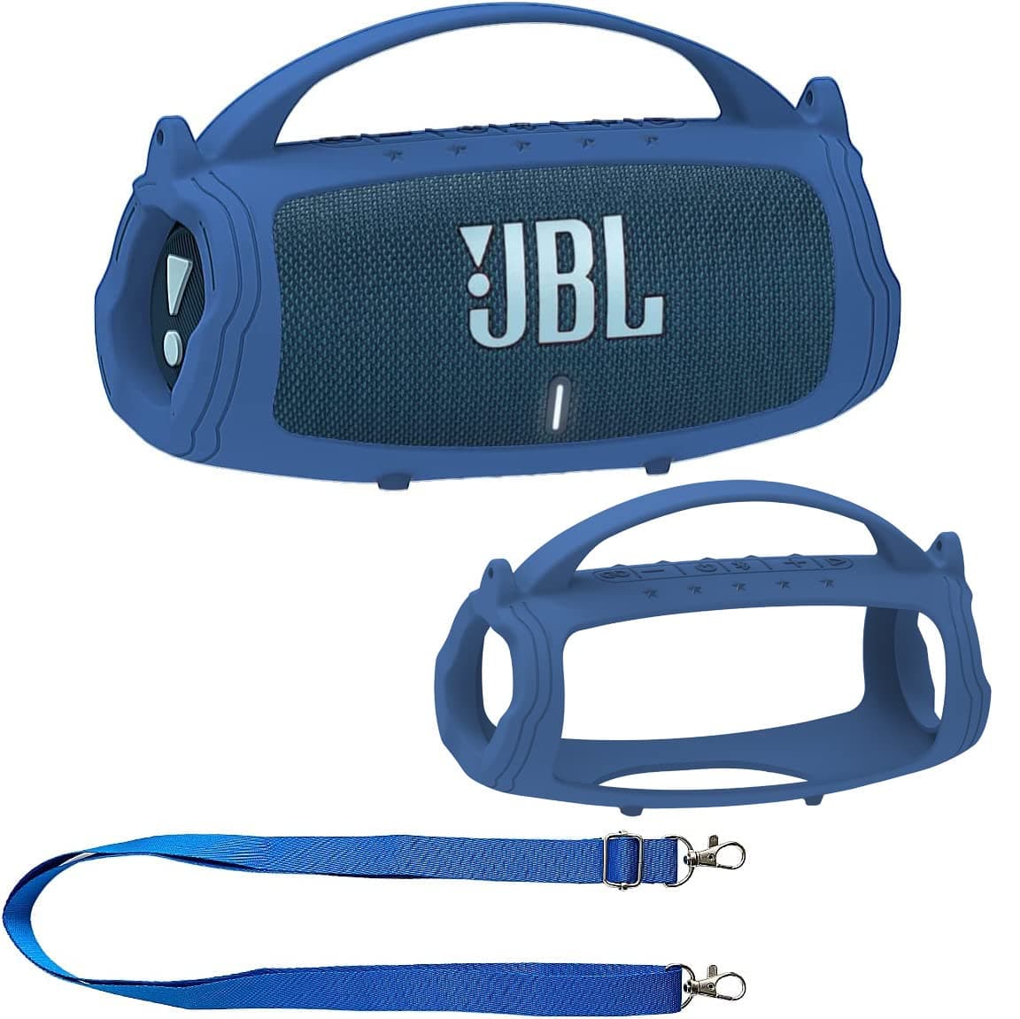 JCHPINE Silicone Cover Case for JBL Charge 5 Portable Bluetooth Speaker, Protective Skin Case for JBL Charge 5 Portable Bluetooth Speaker Accessories(Blue Case)
